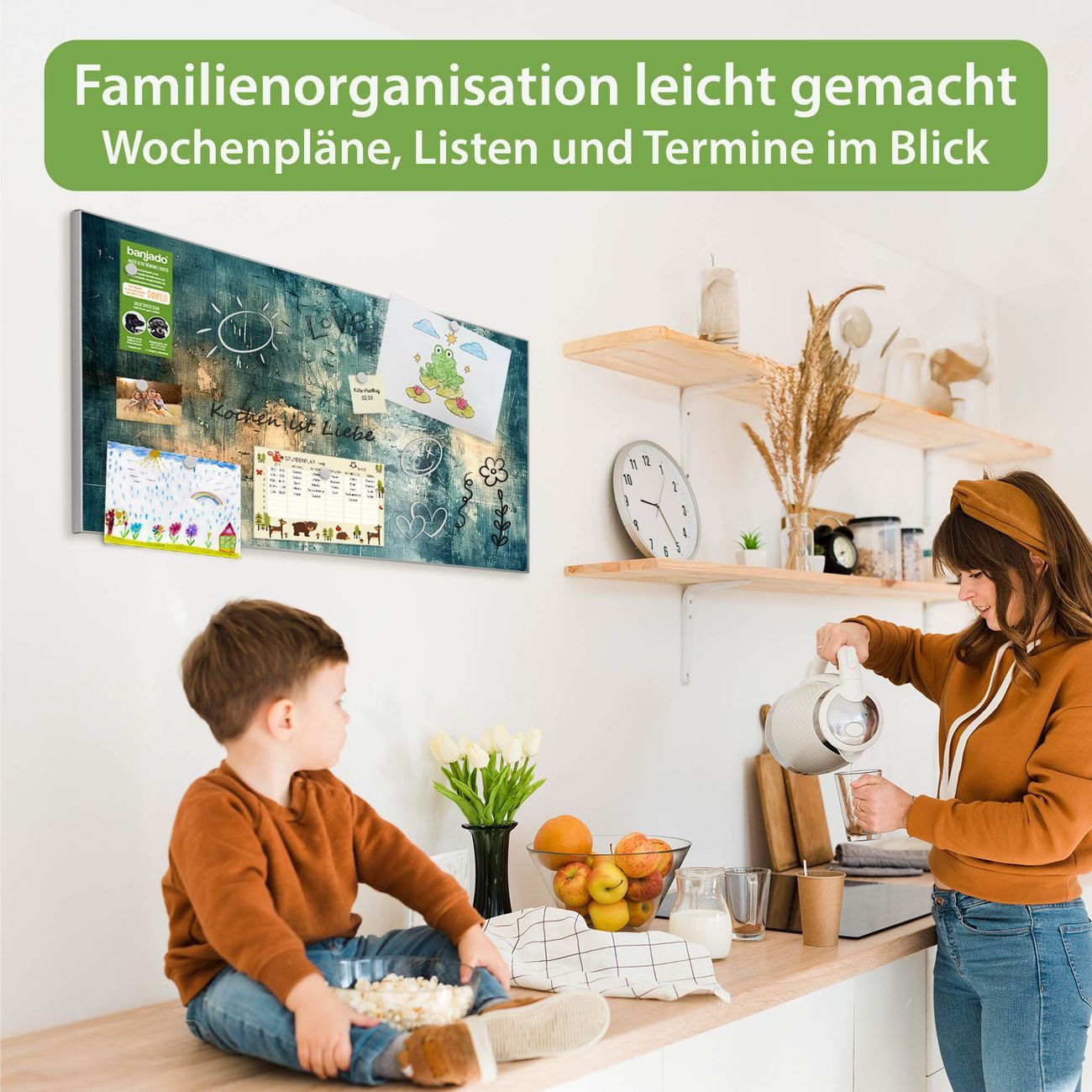 banjado Magnettafel Grau aus Stahl Querformat mit Motiv Verwitterte Oberfläche, (inkl. 4 Magnete, Stahlmagnettafel)