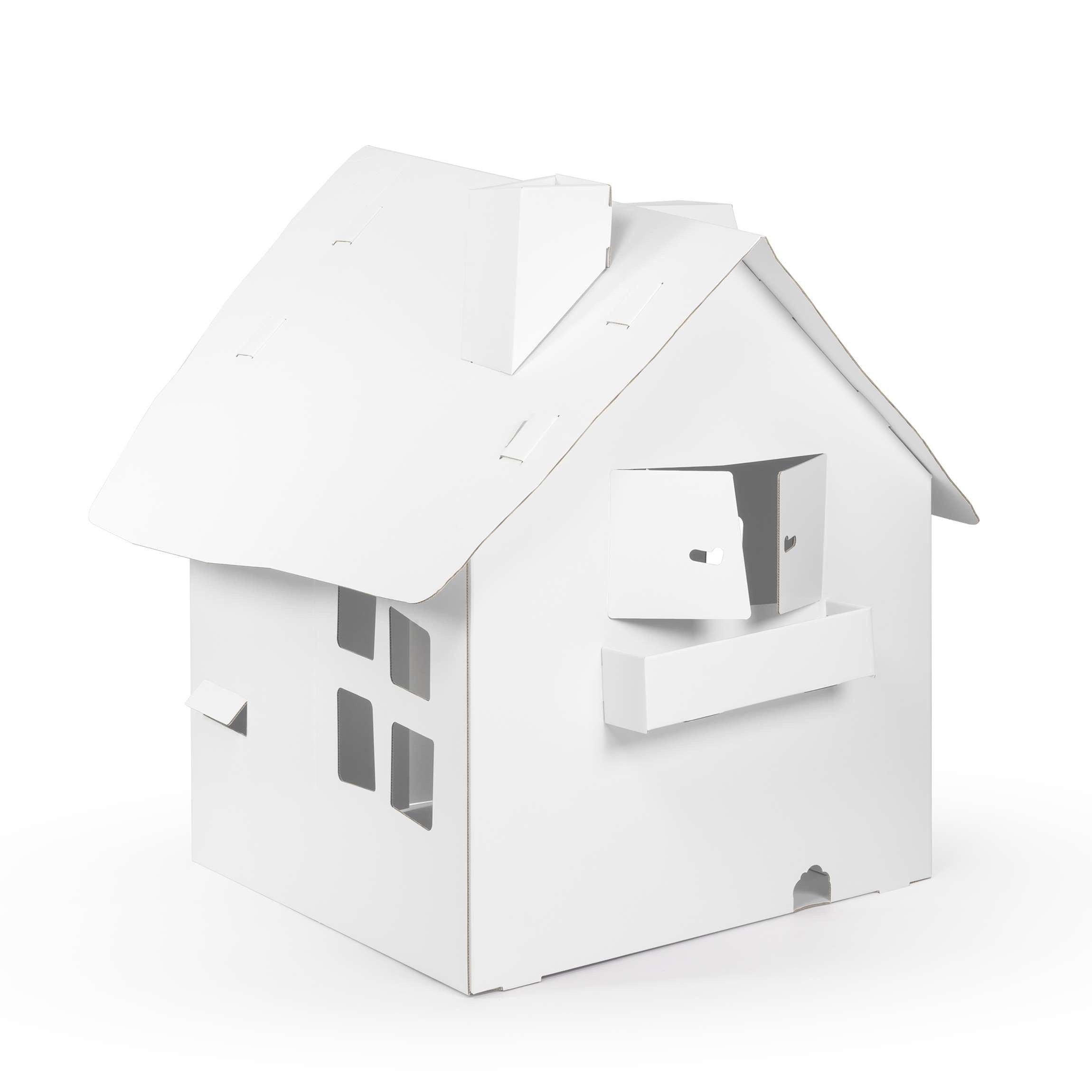 FOLDZILLA Spielhaus Platzsparendes Spielhaus weiß zum Bemalen / Bekleben, Schneller Auf- und Abbau ohne Werkzeuge
