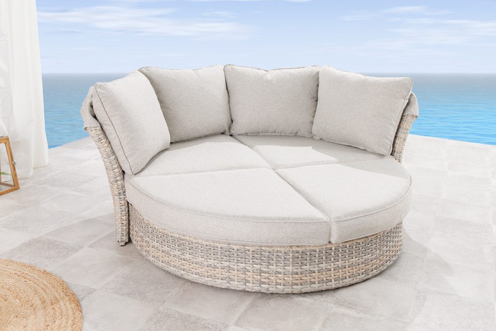 riess-ambiente Loungebett SEATTLE 195cm greige - Polyrattan, Aluminium, Flachgewebe, Outdoor, Einzelartikel 1 Teile, Drehbare Sonneninsel - ideal für Garten, Balkon und Terrassen