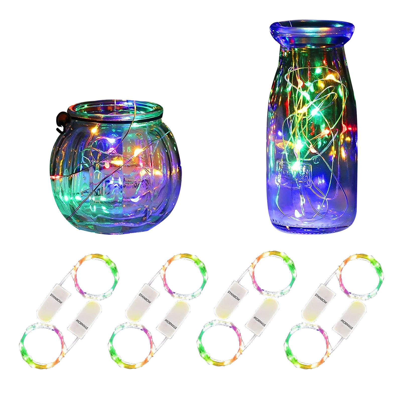LED-Lichterkette 8x 2M 20Led Kupferdraht mit Batterie Lichtkette