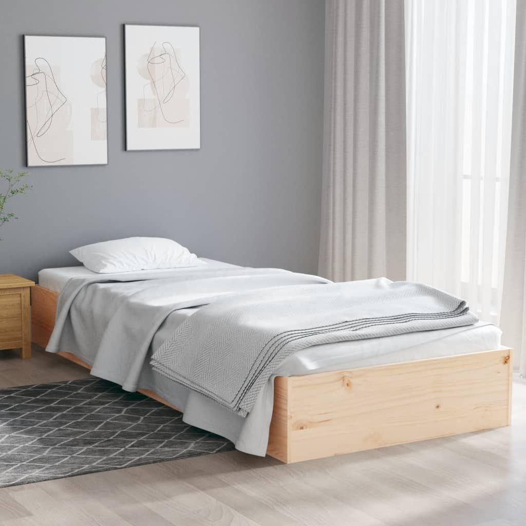 Bettgestell Einzelbett aus massivem Kiefernholz 193x92,5x23 cm naturfarben