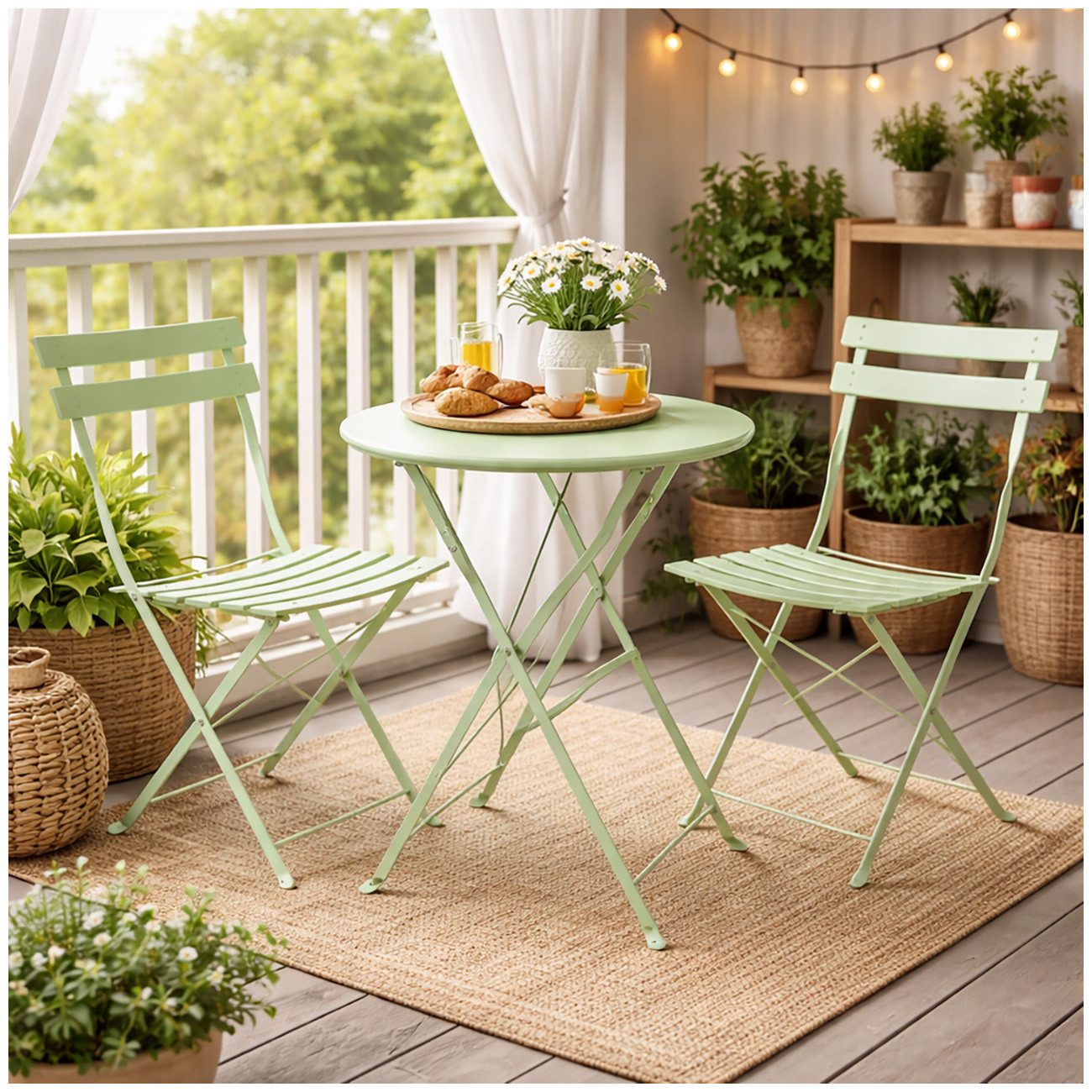 HTI-Living Gartentisch Basil Metall rund klappbar Grün (Stück, 1-St., 1 Gartentisch)
