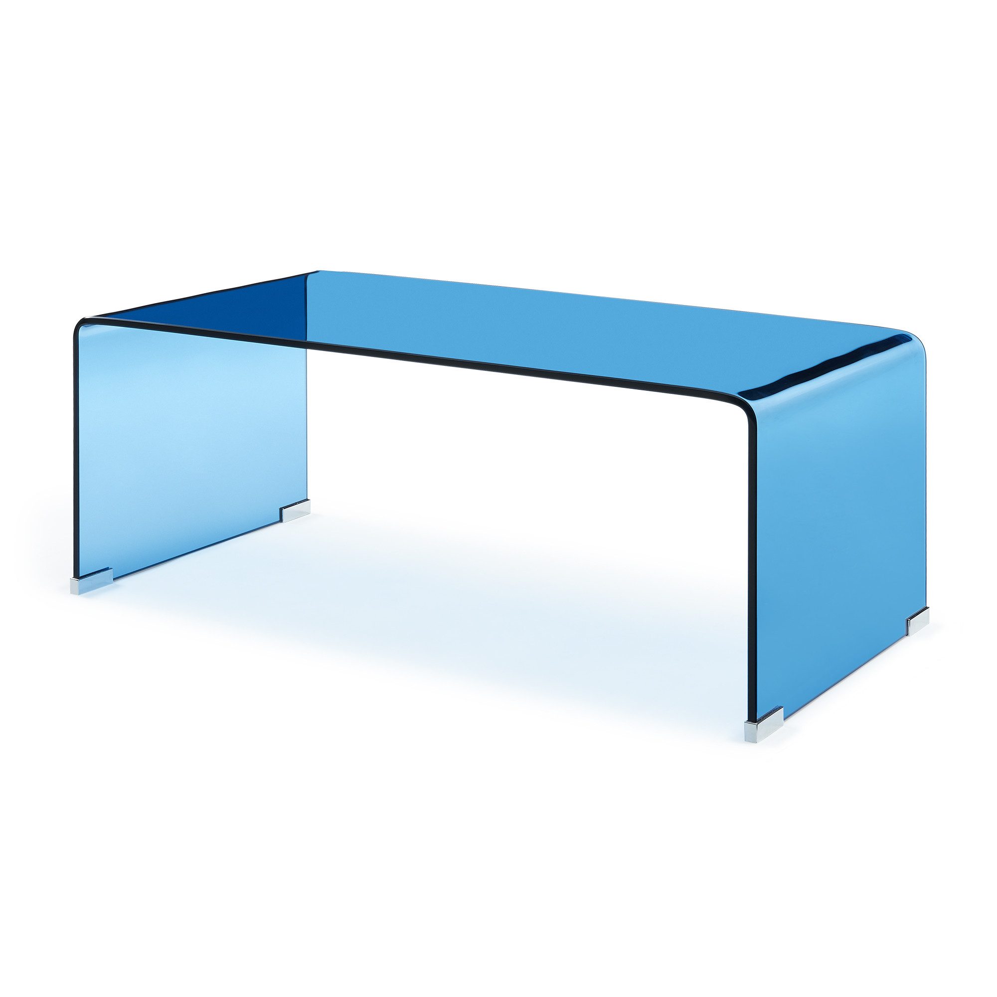 en.casa Couchtisch, »Väsas« 90 x 45 x 35 cm rechteckig gehärtetes Glas Blau