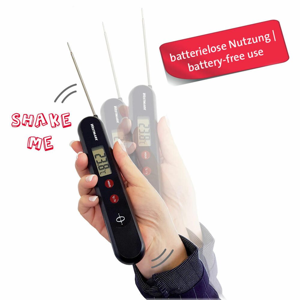 WESTMARK Bratenthermometer Ohne Batterien, Mit Temperatur-Feststell-Taste, ÖKO, Silber/Schwarz/Ro, °F