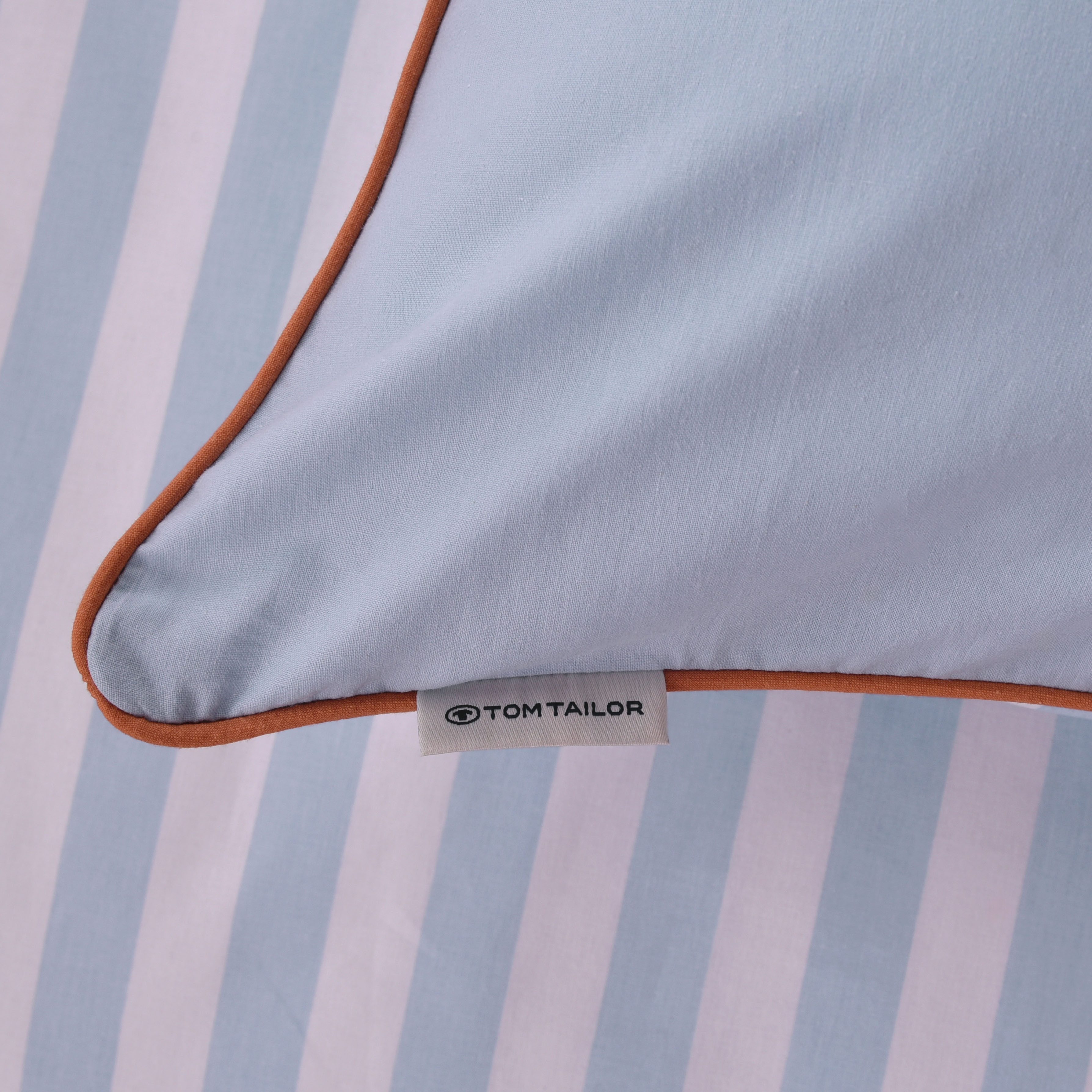 TOM TAILOR HOME Bettwäsche STRIPES WITH A KICK in Gr. 135x200cm oder 155x220cm, Perkal, 2 teilig, new bedroom, farbige Paspel am Kissen