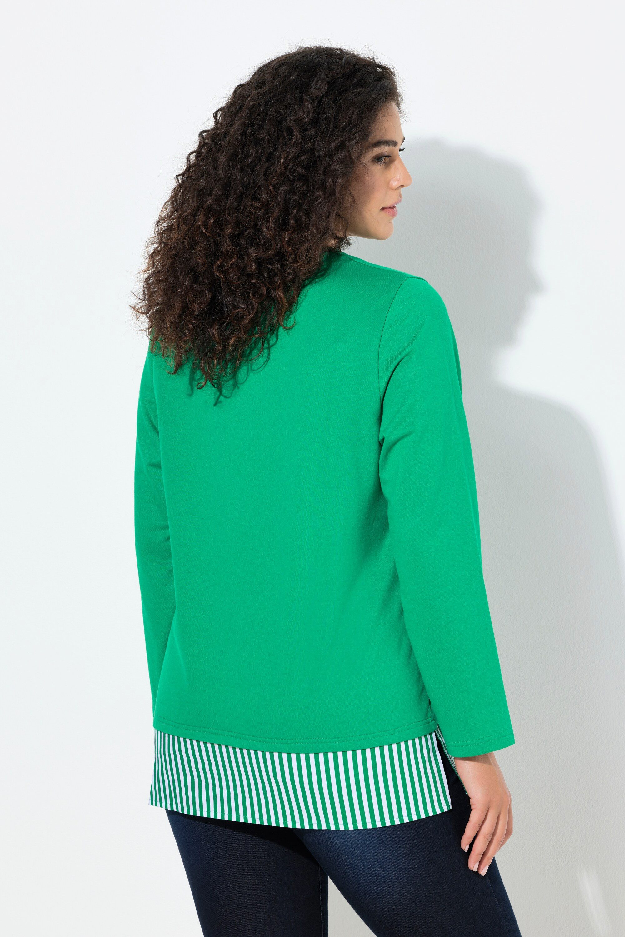 Ulla Popken Sweatshirt Sweater Blusensaum Rundhals Langarm