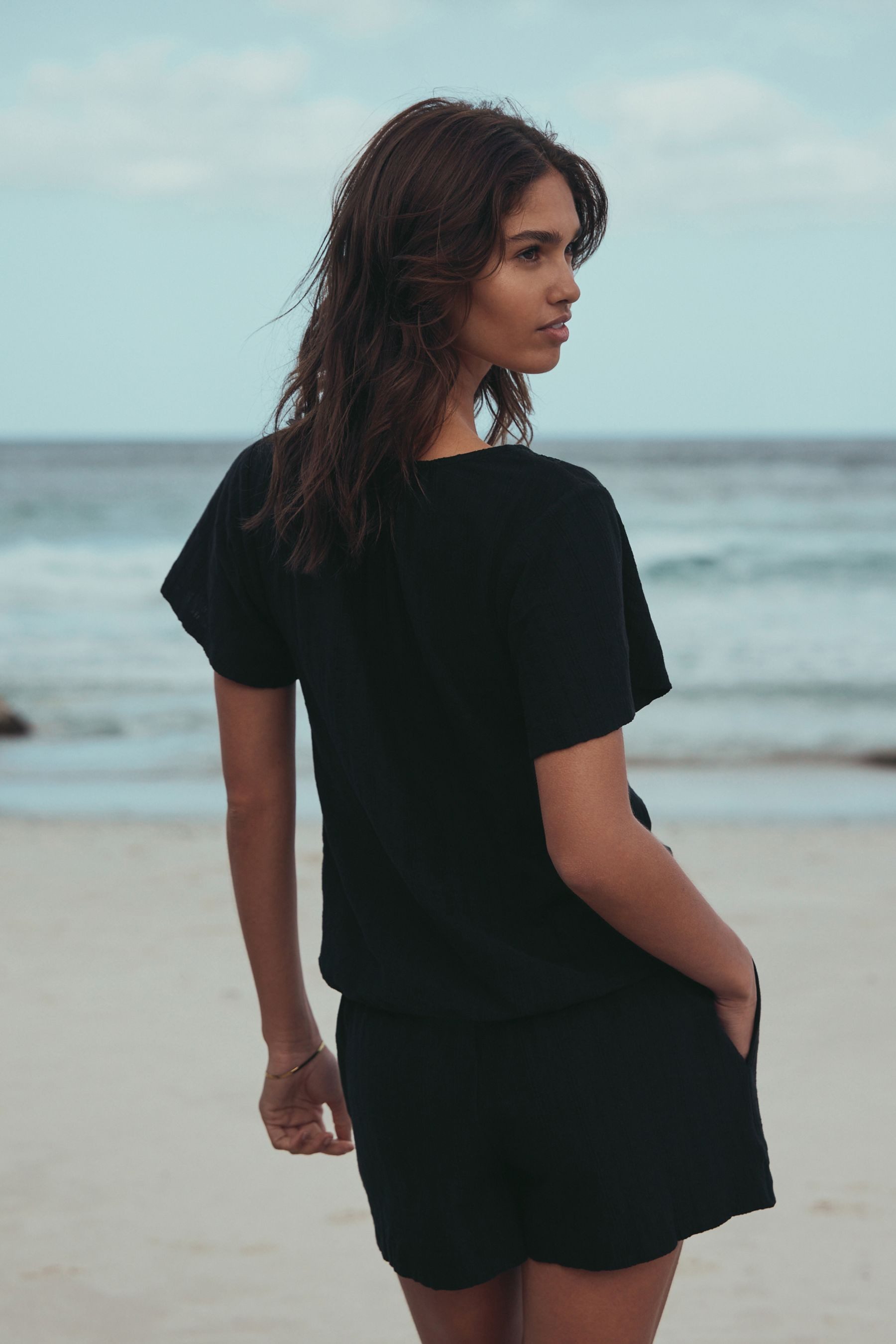 Next Kurzarmbluse Kurzärmeliges Oberteil mit Ballonsaum (1-tlg) günstig online kaufen