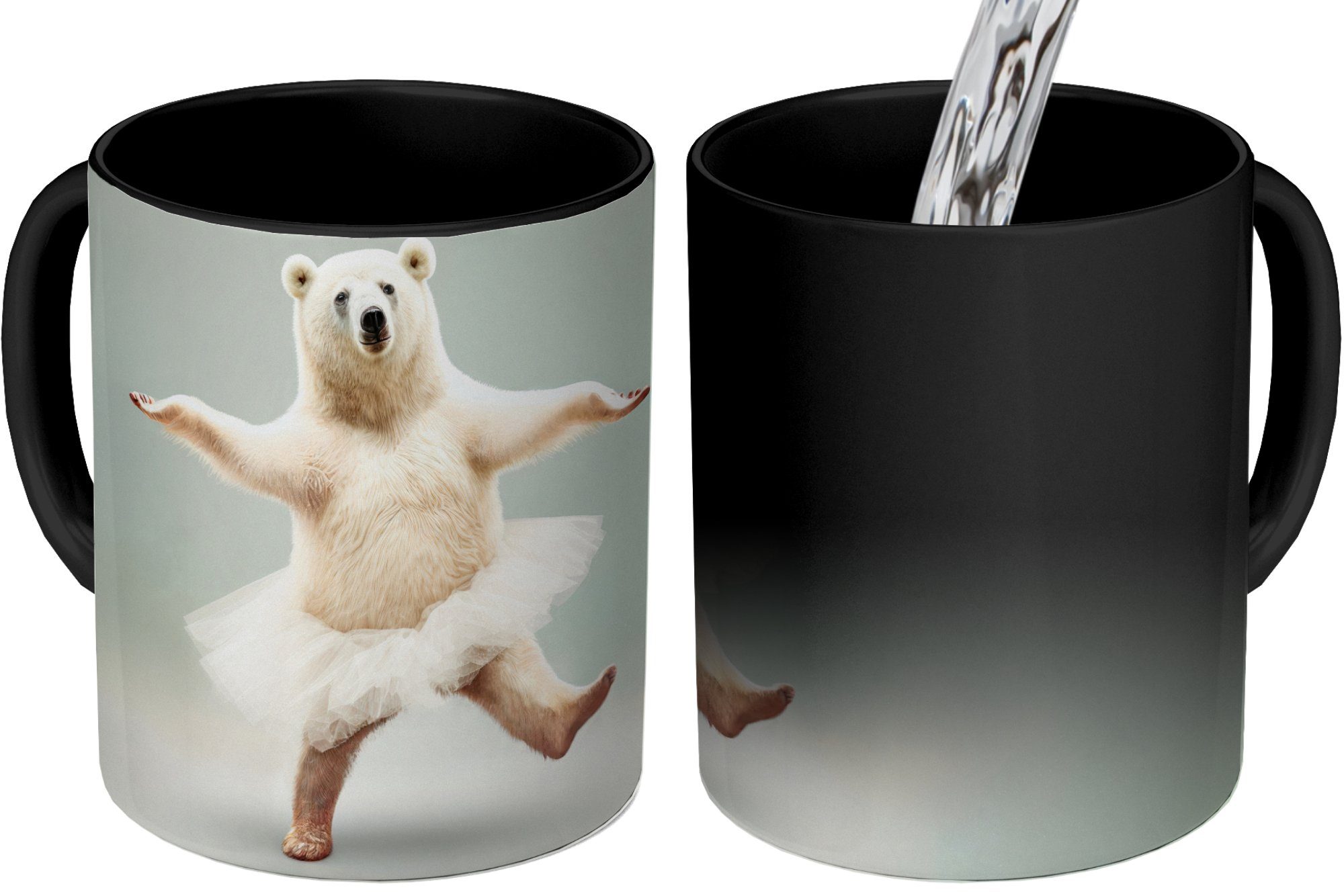 Geschenk Tutu Keramik, Tiere MuchoWow - Eisbär Zaubertasse, Teetasse, Farbwechsel, - Kaffeetassen, - - Kinder, Tasse Porträt Weiß -