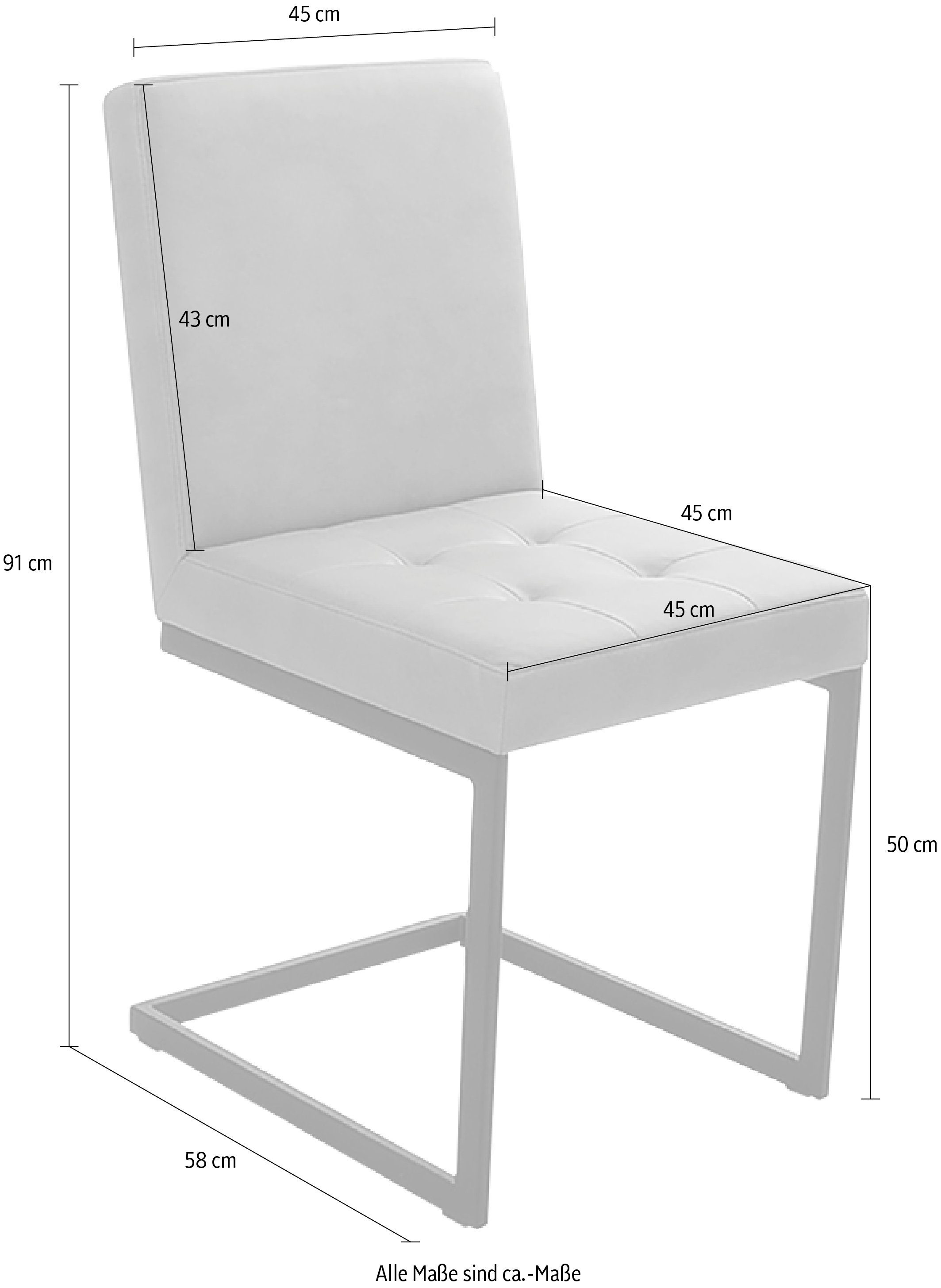 Sitzkomfort Vierkantrohr Wohnen & hoher (1 K+W Freischwingergestell aus St), schwarz, Komfort Freischwinger