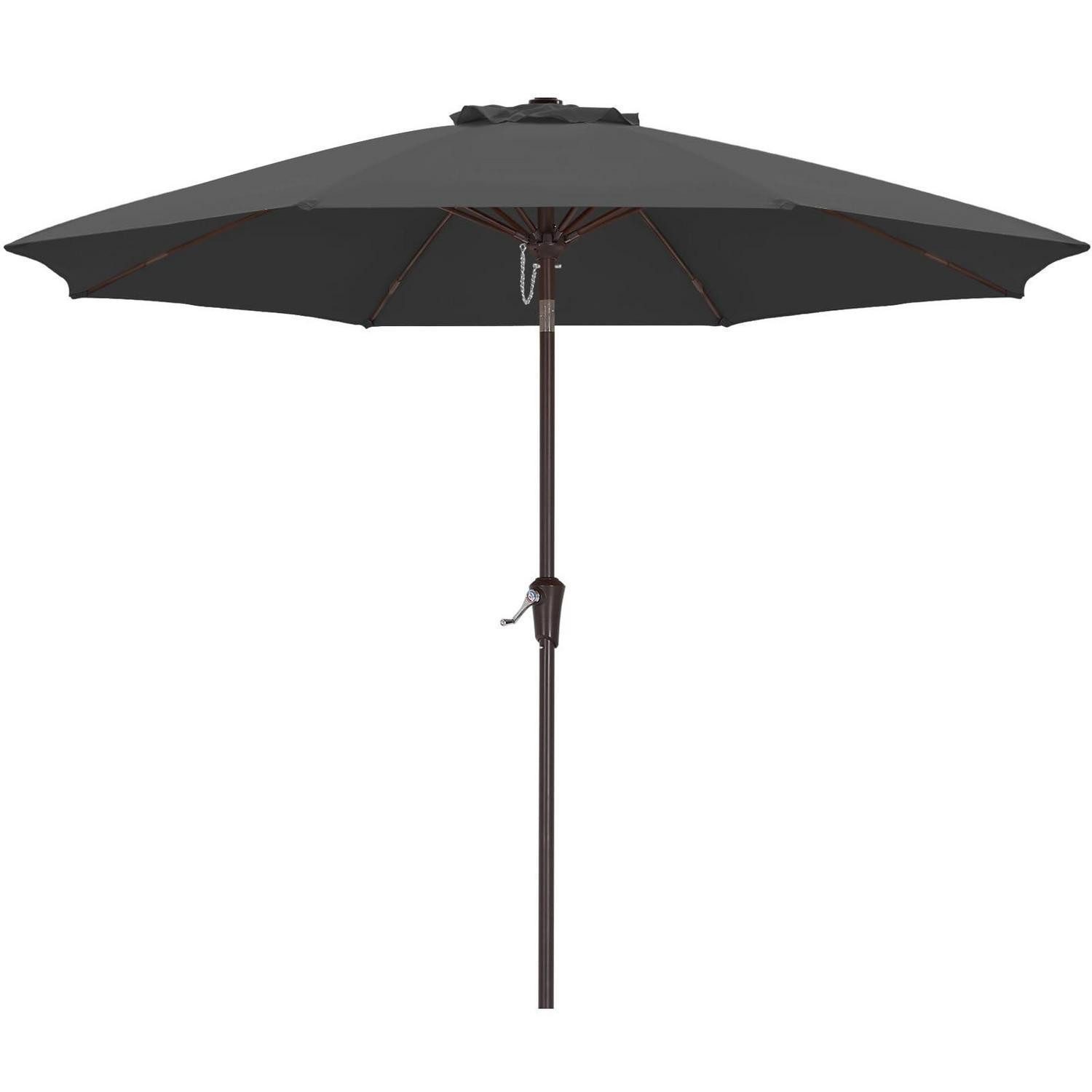 LuxusKollektion Angelschirm Sonnenschirm Kurbel 270cm Dunkelgrau