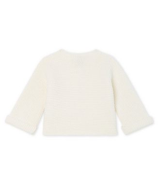 Petit Bateau Strickjacke Petit Bateau Baby Strickjacke cardigan weiß creme Krausstrick