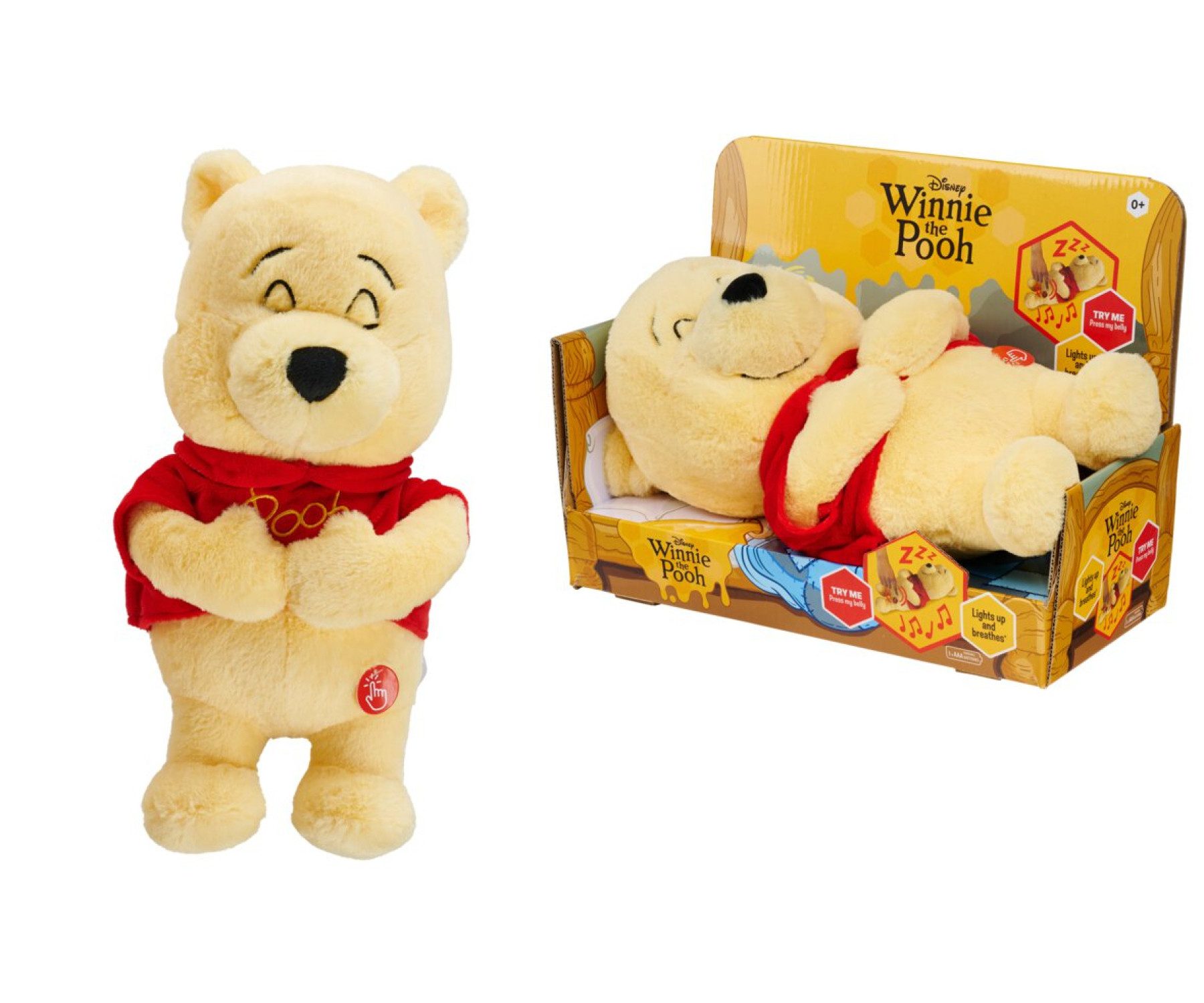 SIMBA Plüschfigur Disney Sleeping Winnie Pooh, 31 cm, Einschlafhilfe mit Licht und Sound