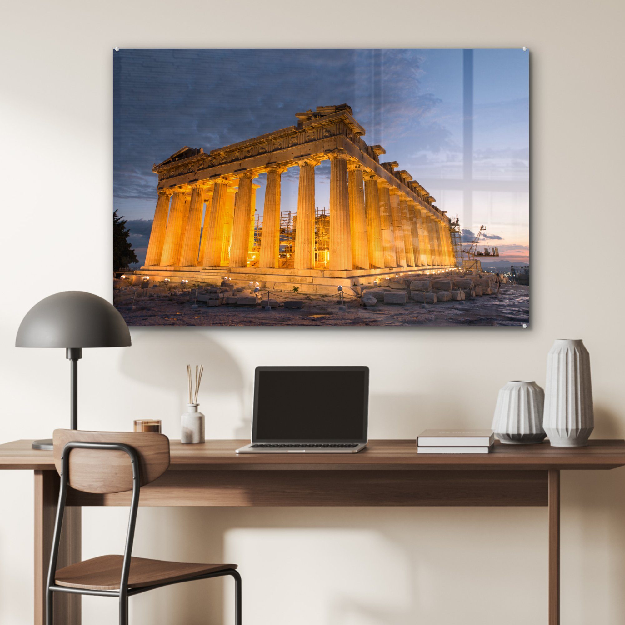 Acrylglasbilder Schlafzimmer & Der in Acrylglasbild Wohnzimmer beleuchtete St), MuchoWow Griechenland, Parthenon (1