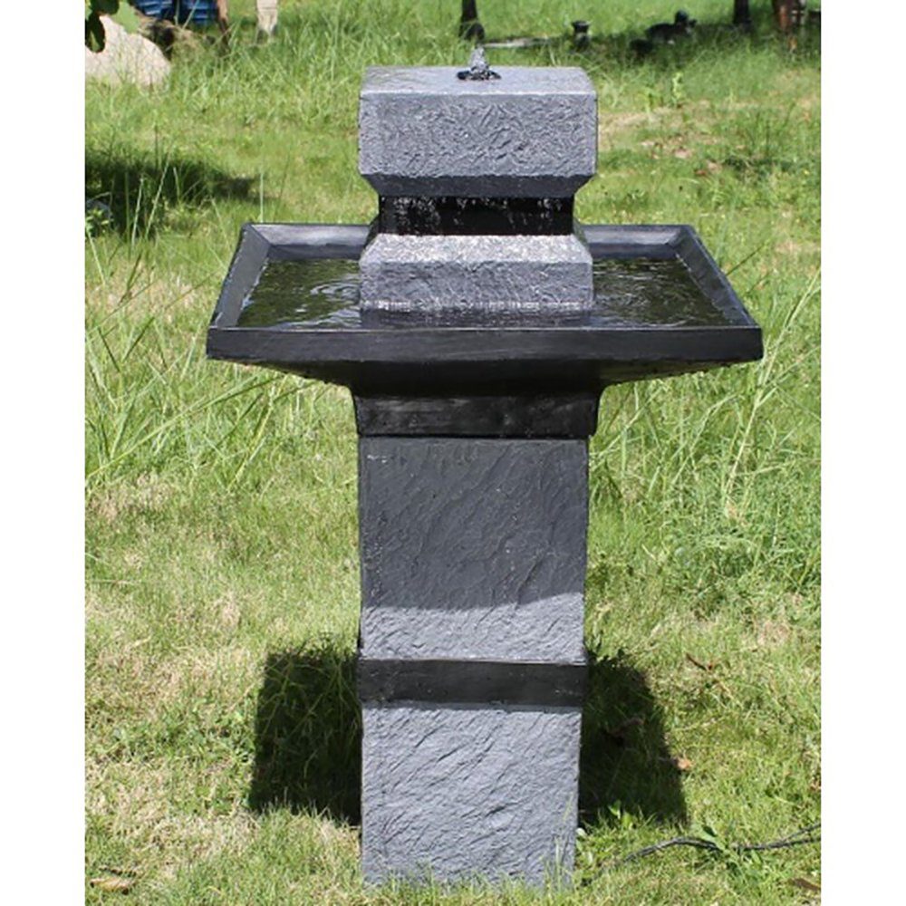 Wehmann Gartenbrunnen Solarbrunnen Asia, 51,00 cm Breite, Wasserbecken BxT: 51,00x51,00 cm, automatisches Einschalten zur selben Zeit jeden Tag