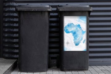 MuchoWow Wandsticker Karten - Afrika - Aquarell (1 St), Mülleimer-aufkleber, Mülltonne, Sticker, Container, Abfalbehälter