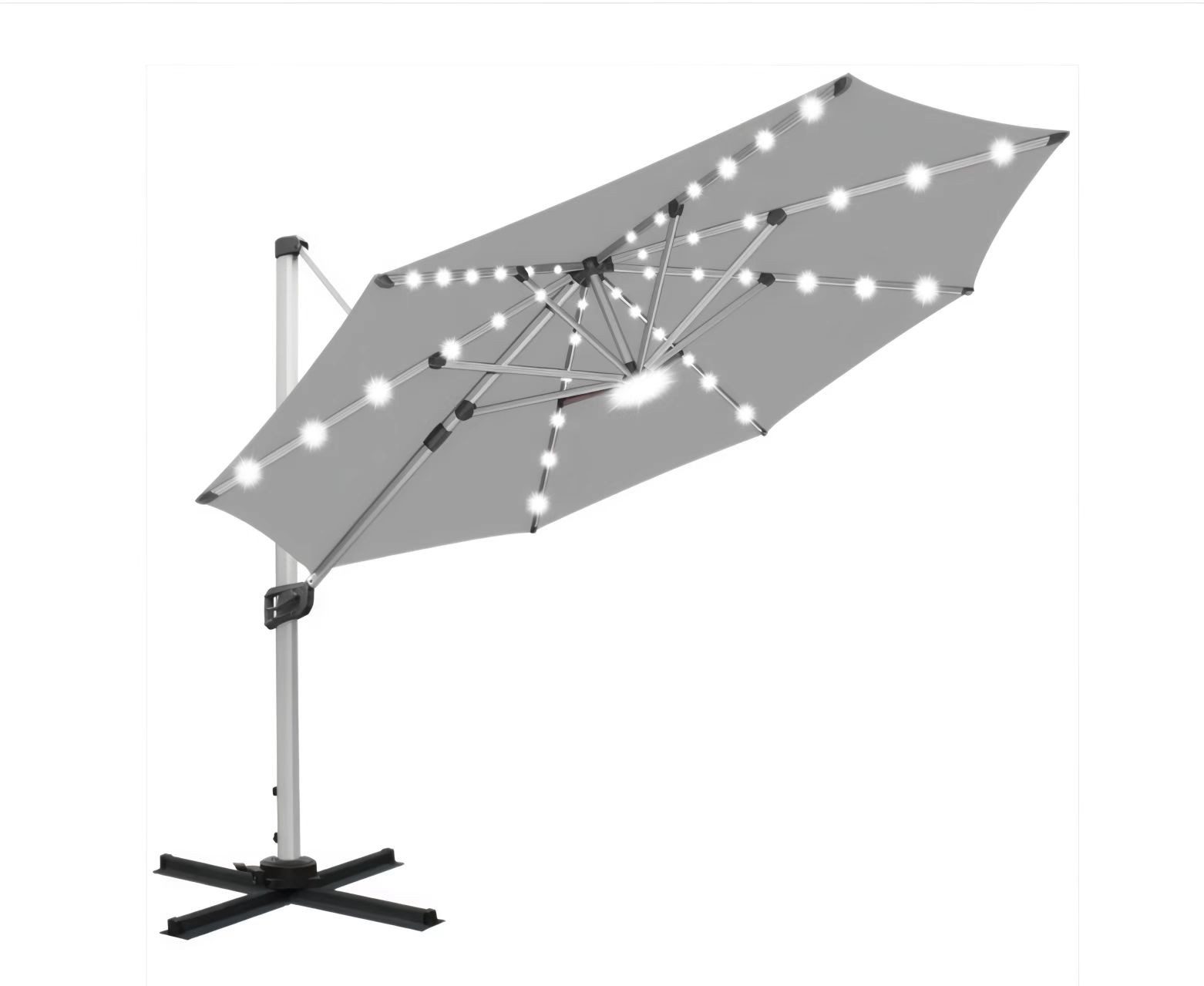 Sonnenschirm MID350R,Ampelschirm Ø350cm mit Solar-LED