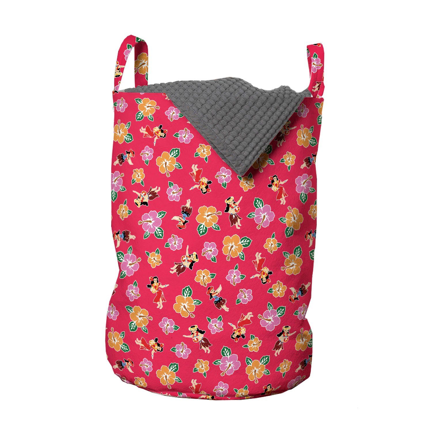 Abakuhaus Hula Mädchen Waschsalons, mit Wäschekorb Hibiskus-Blüte Blütenblätter für Griffen Wäschesäckchen Kordelzugverschluss