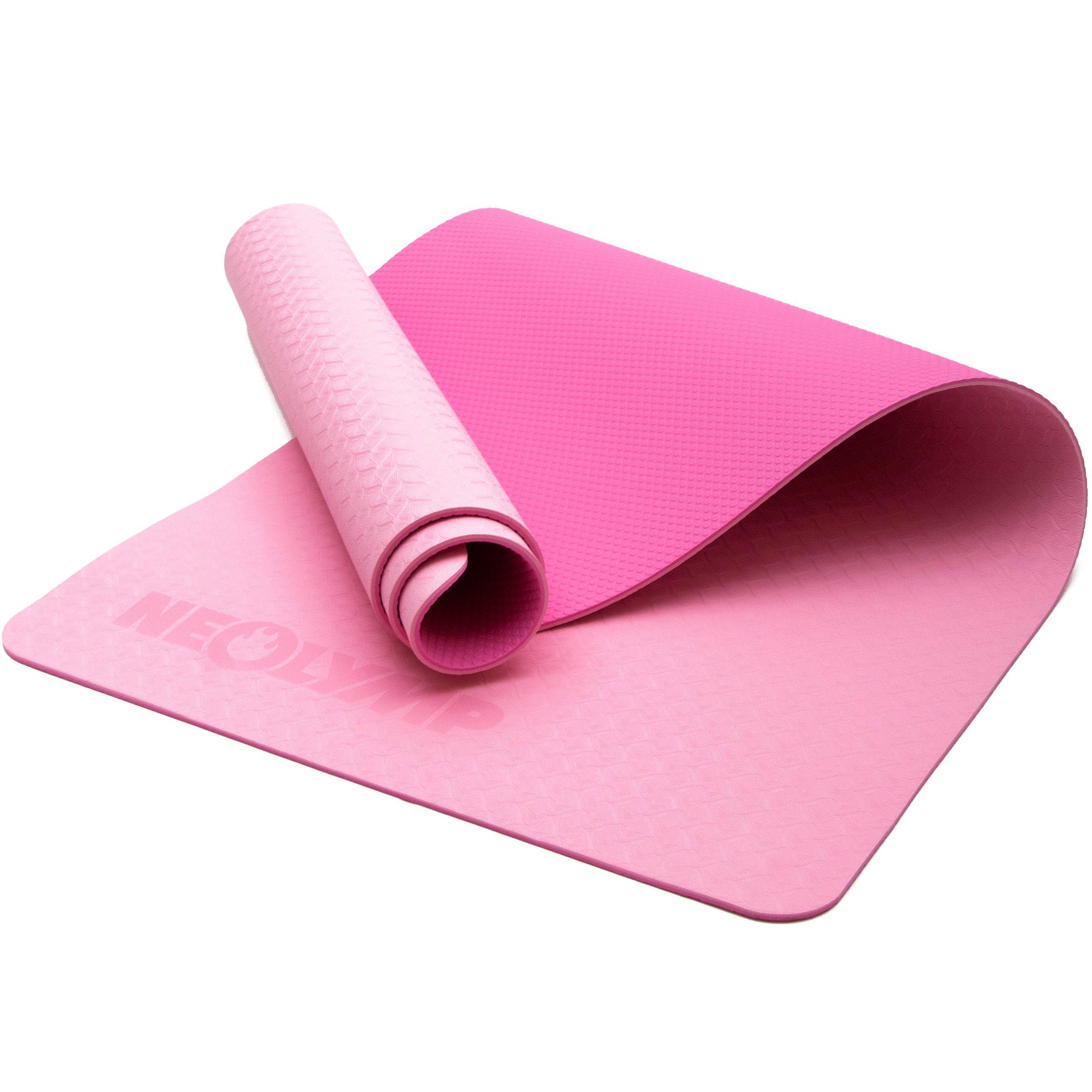 NEOLYMP Yogamatte Sportmatte - Ideal für Yoga, Pilates & Gymnastik - Fitnessmatte (Set, Gymnastikmatte - Workouts In- und Outdoor - E- Book - 6 Farbvarianten), Trainingsmatte - Rutschfeste Oberfläche - Komfort -Gelenkunterstützung