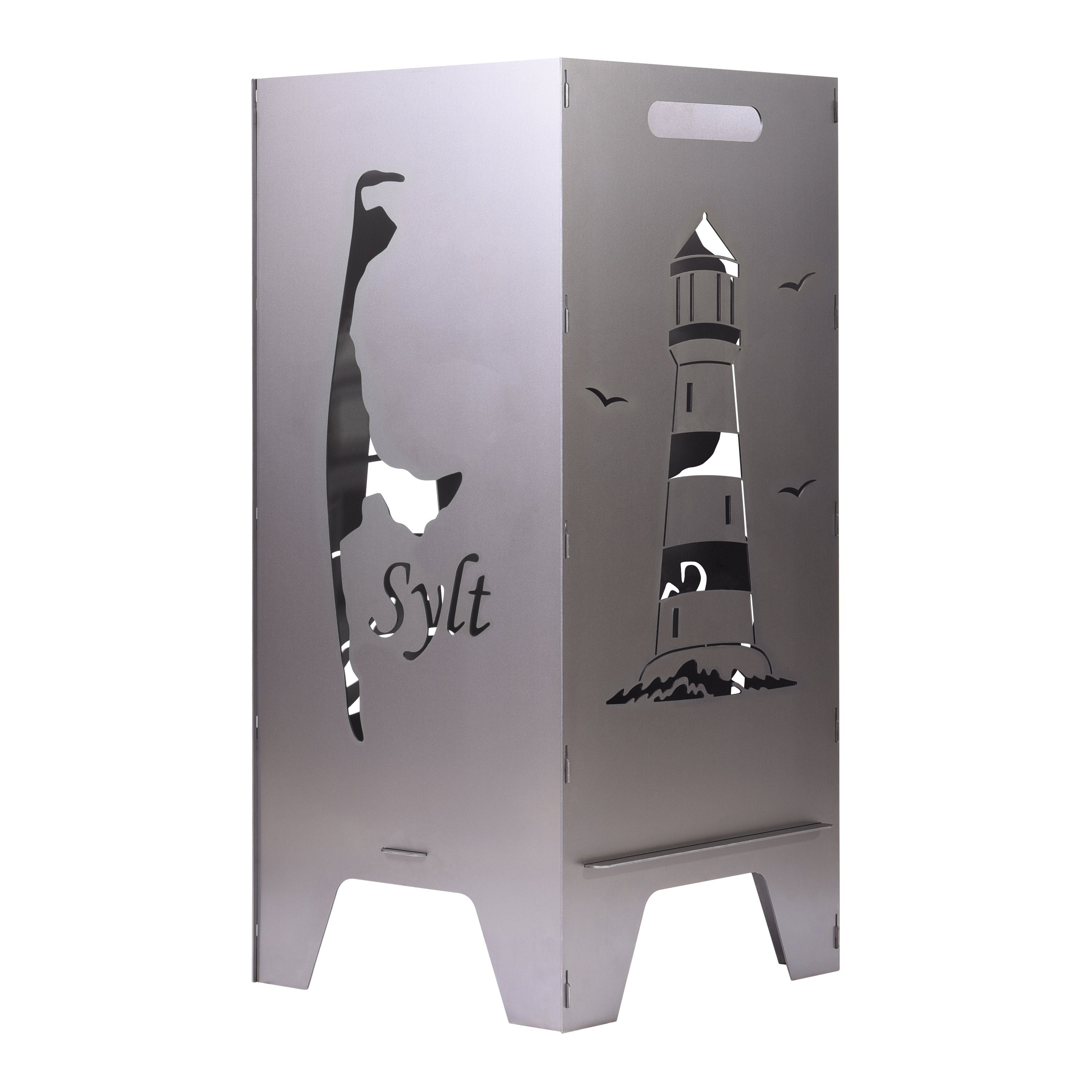 Feuerschale XL Feuertonne mit Sylt & Leuchtturm Motiv Feuerkorb Feuerschale Feuerstelle 80 cm, (Motiv: Sylt)