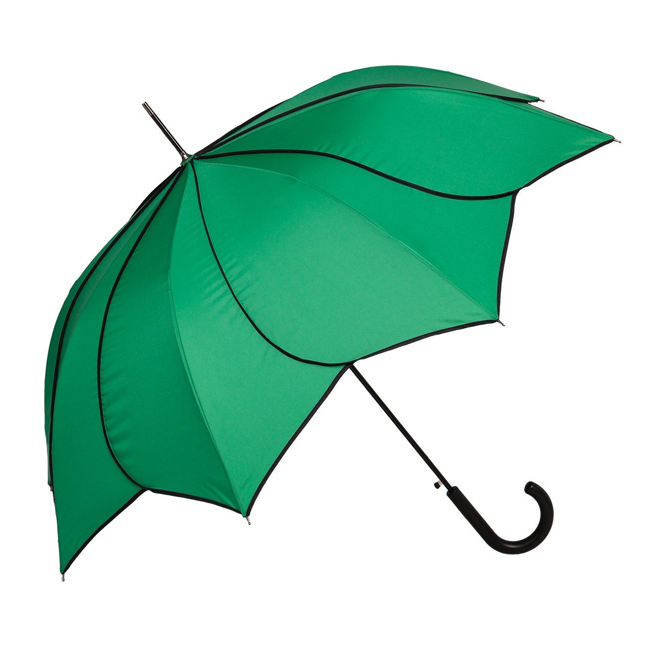 Blütenform Sonnenschirm Lilienfeld Regenschirm schwarzer Minou, Stockregenschirm von Hochzeitsschirm grün mit Ziernaht
