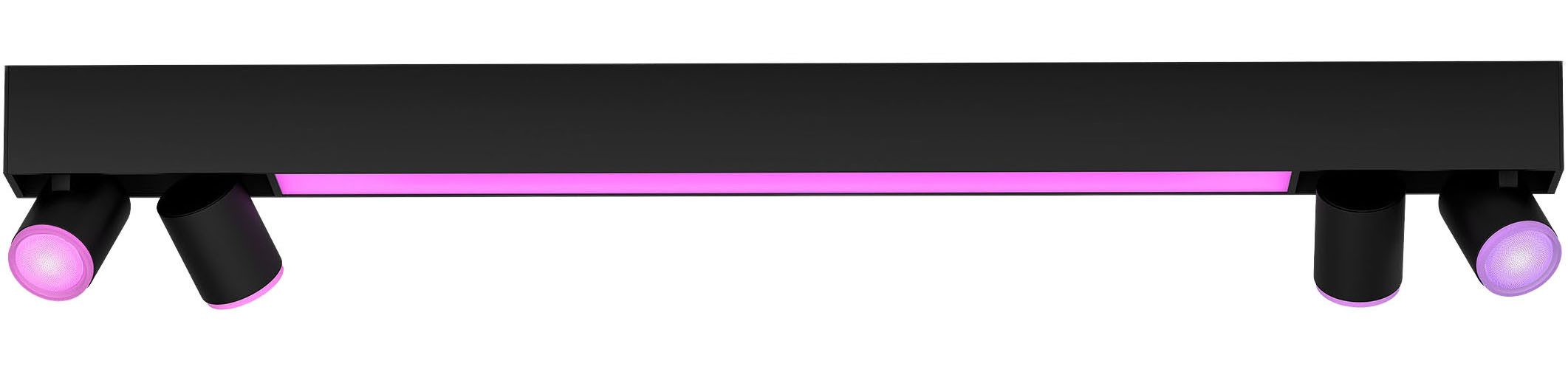 Philips Hue Smarte LED-Leuchte White & Color Ambiance Centris 4er Spot schwarz, Abschaltautomatik, Bluetooth, CCT - über Fernbedienung, Dimmfunktion, Farbsteuerung, Farbwechsel, Leuchtdauer einstellbar, Memoryfunktion, Nachtlichtfunktion, RGB, Smart Home, Timerfunktion, dimmbar über Fernbedienung, erweiterbar, mehrere Helligkeitsstufen, LED wechselbar, RGB