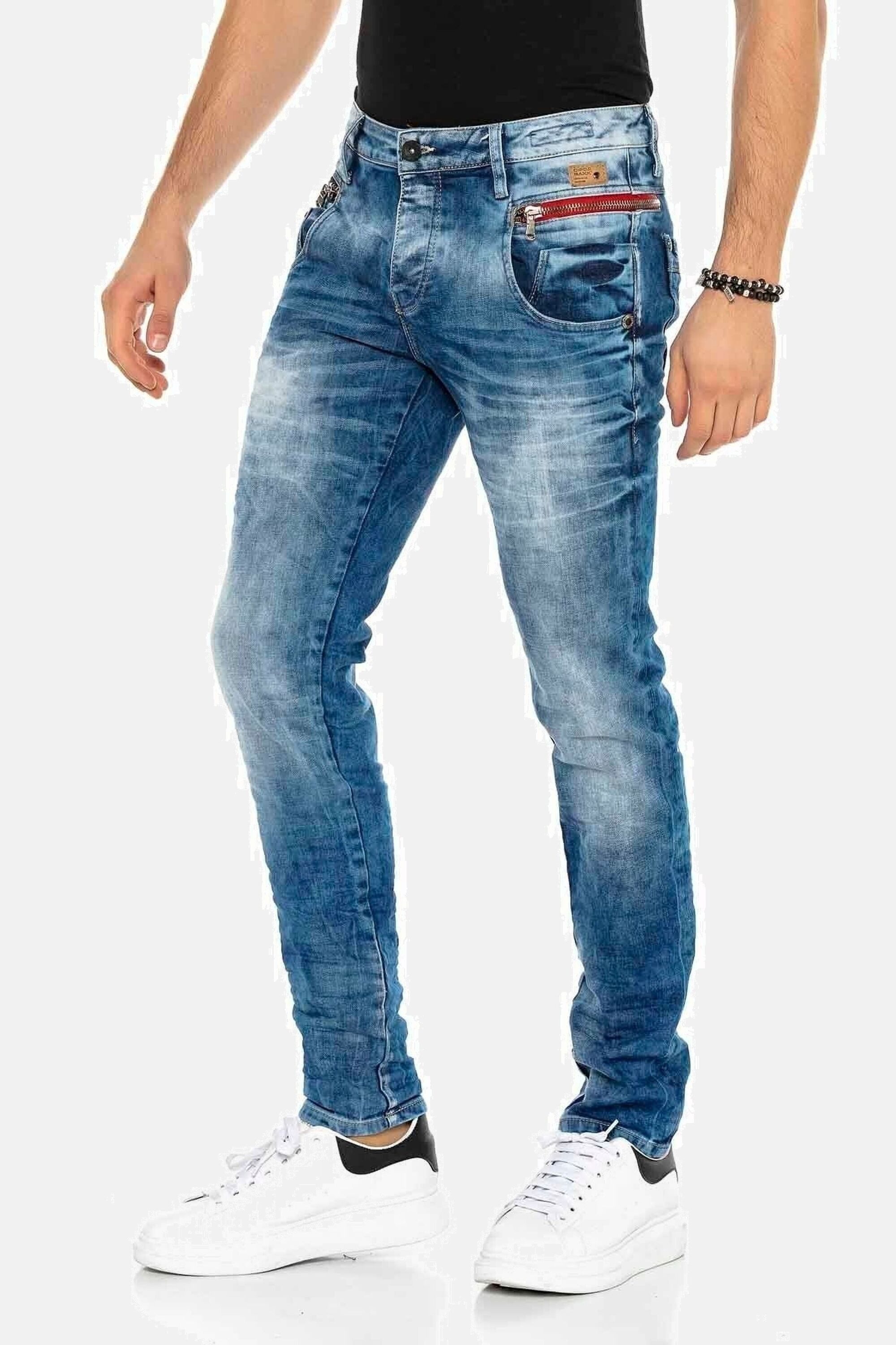 Cipo & Baxx Slim-fit-Jeans Jeans in verwaschenem Design, CD-394 – Bild 4 von 5