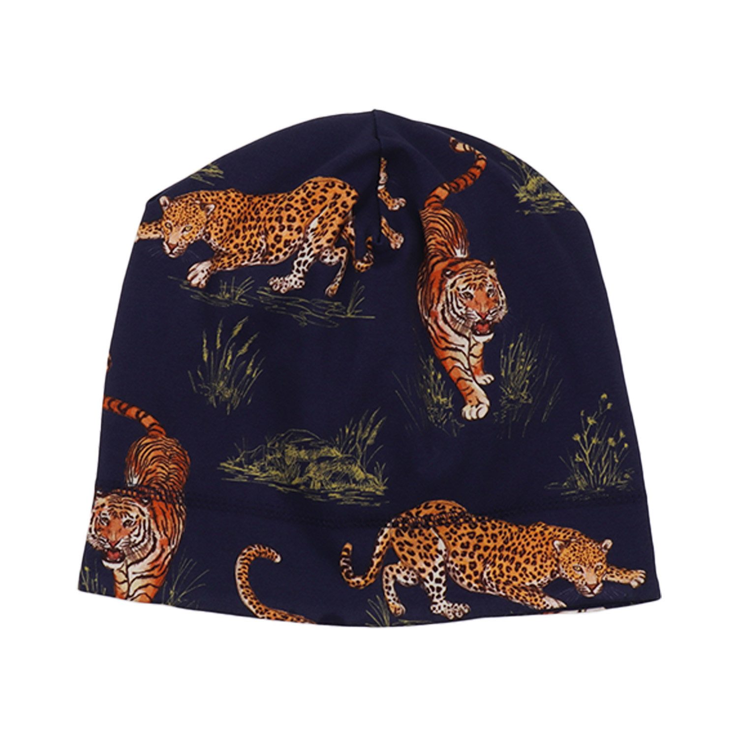 Walkiddy Jerseymütze Walkiddy Tiger & Leopard Bio Baumwolle GOTS Dunkelblau - Bio Baumwolle,GOTS, Kinderbekleidung,nachhaltige Klamotten