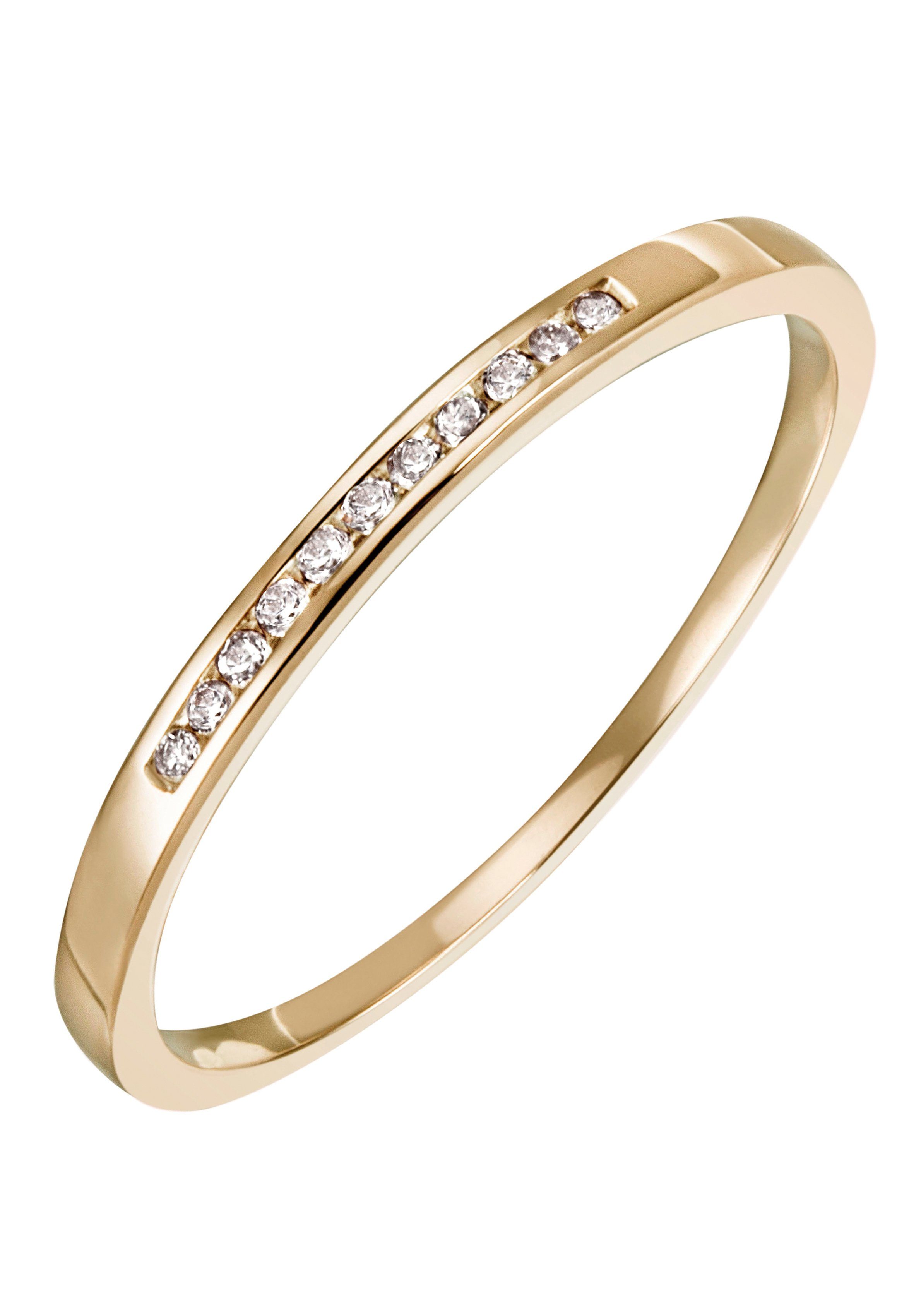 Firetti Diamantring Schmuck Geschenk Gold 585 Damenring Verlobungsring Goldring Memoire, zu Kleid, Shirt, Jeans, Sneaker! Anlass Geburtstag Weihnachten