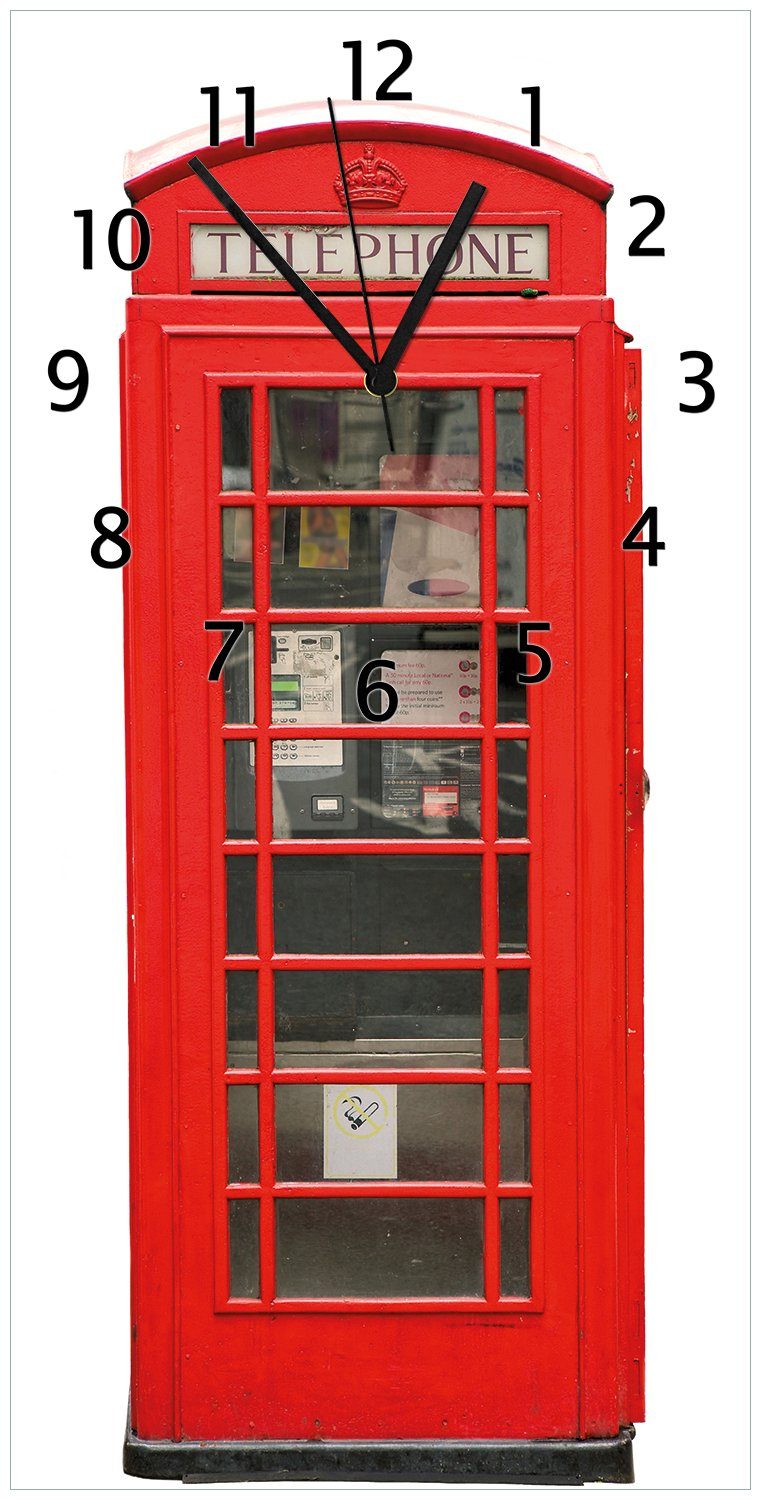 Wallario Wanduhr London Rote Telefonzelle (Uhr aus Acryl)