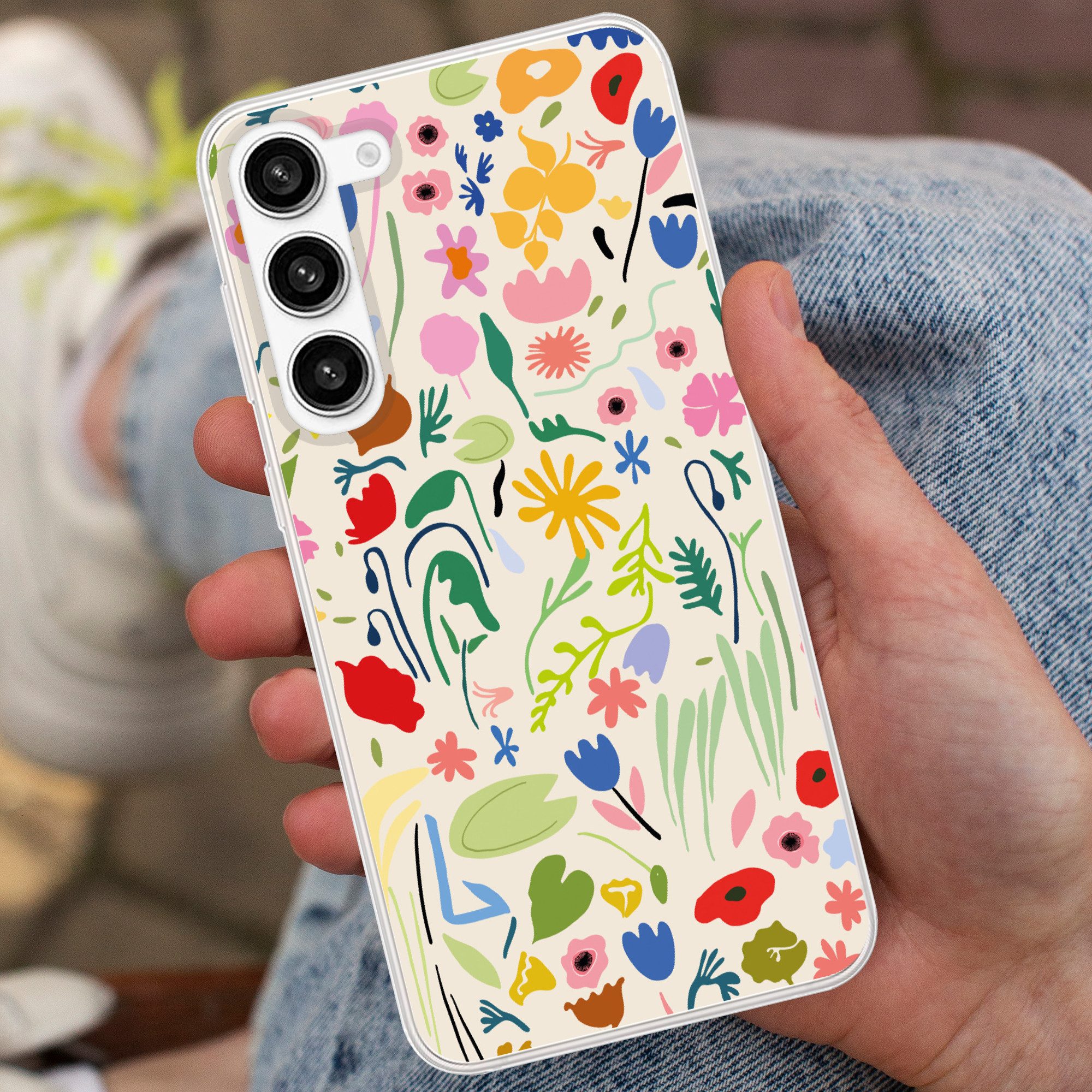 MuchoWow Handyhülle für Samsung Galaxy S23 Plus Blumen - Muster - Pflanzen, Phone Case, Silikon, Schutzhülle Dünn