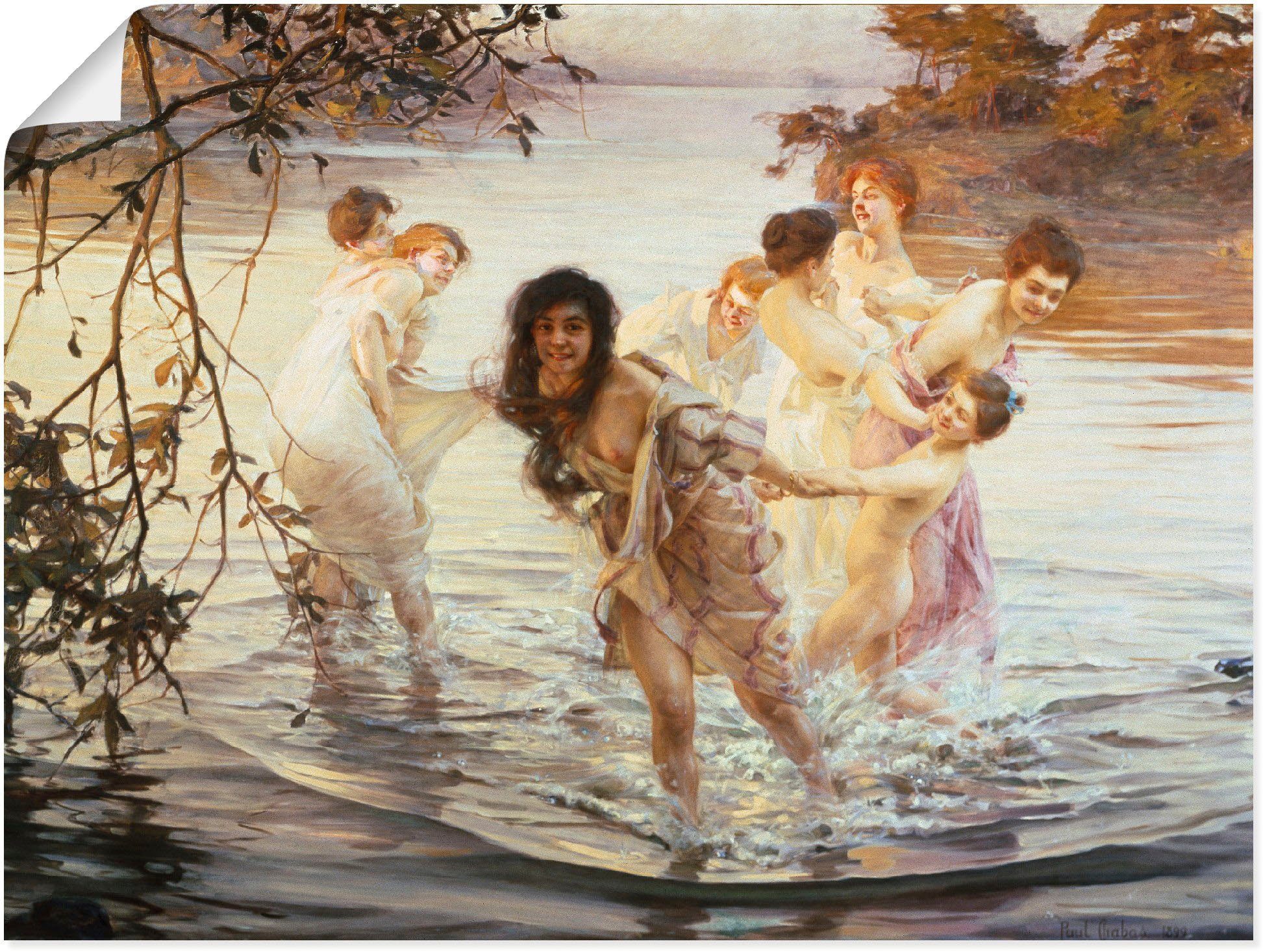 Artland Wandbild Glückliches Spiel im Wasser. 1899, Gruppen & Familien (1 St),  als Leinwandbild, Poster in verschied. Größen | Poster