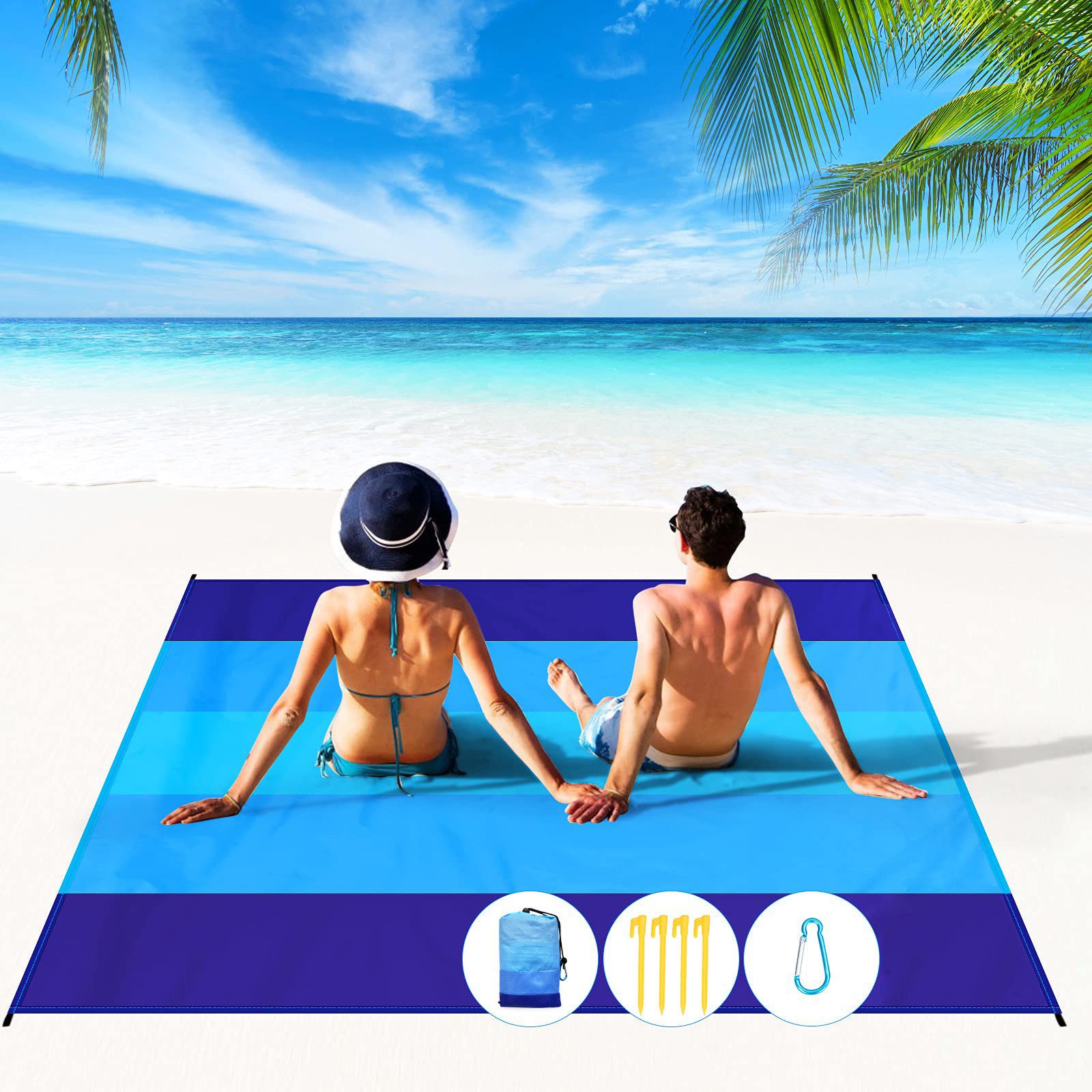 Picknickdecke Stranddecke Sandfrei Super Groß 220x210 cm, Sanddicht Wasserdicht, Agger, Weiches Bequemes Langlebiges Material, Breite Streifen – Bild 4 von 5