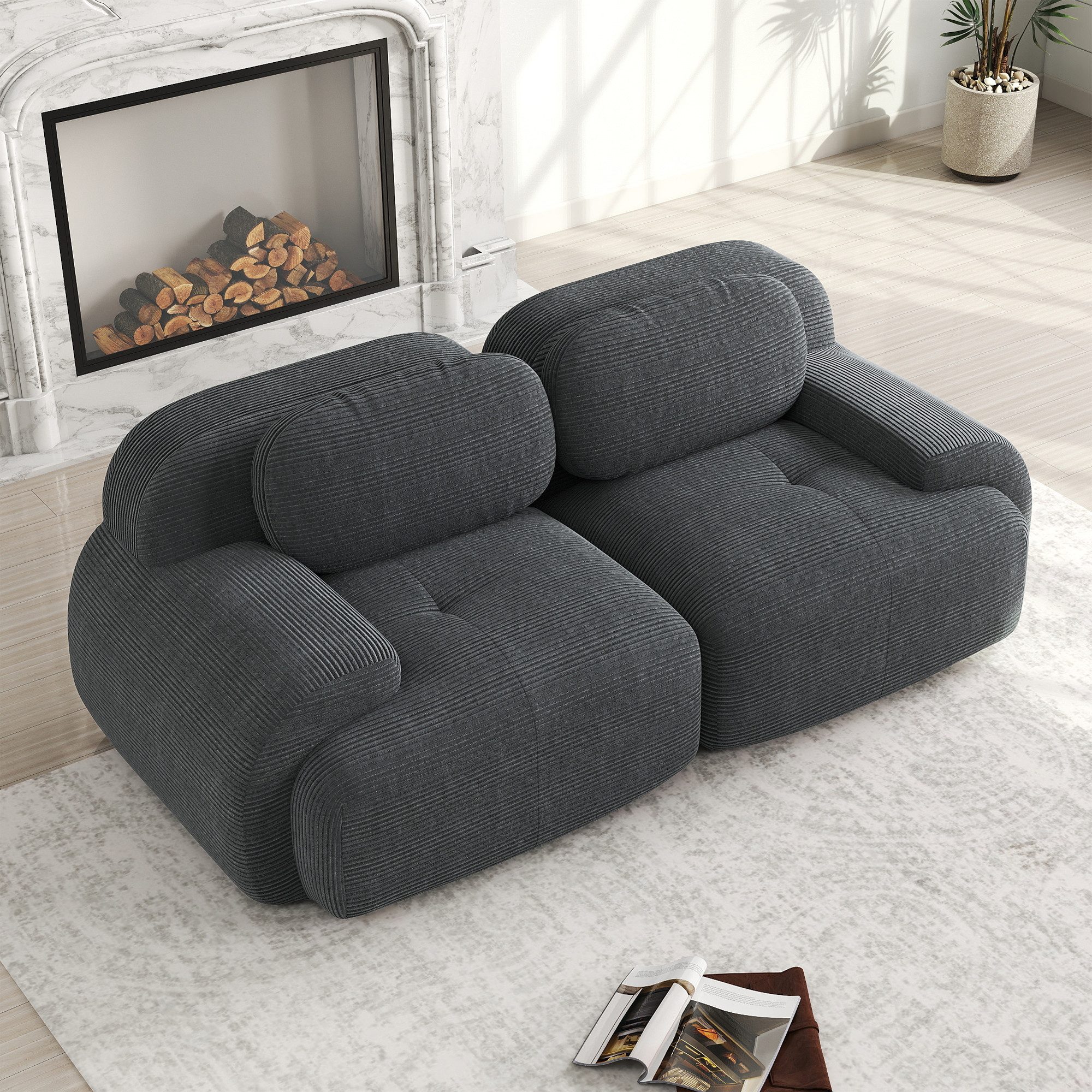 Odikalo 2-Sitzer modular kombinierbar Polstersofa Chaiselongue, günstig online kaufen