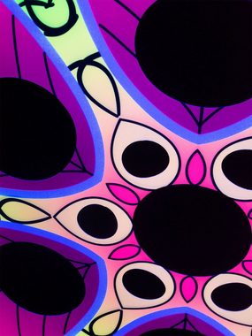 Wandteppich Schwarzlicht Segel Spandex Goa "Psychedelic Flower Pink", 3x3m, PSYWORK, UV-aktiv, leuchtet unter Schwarzlicht