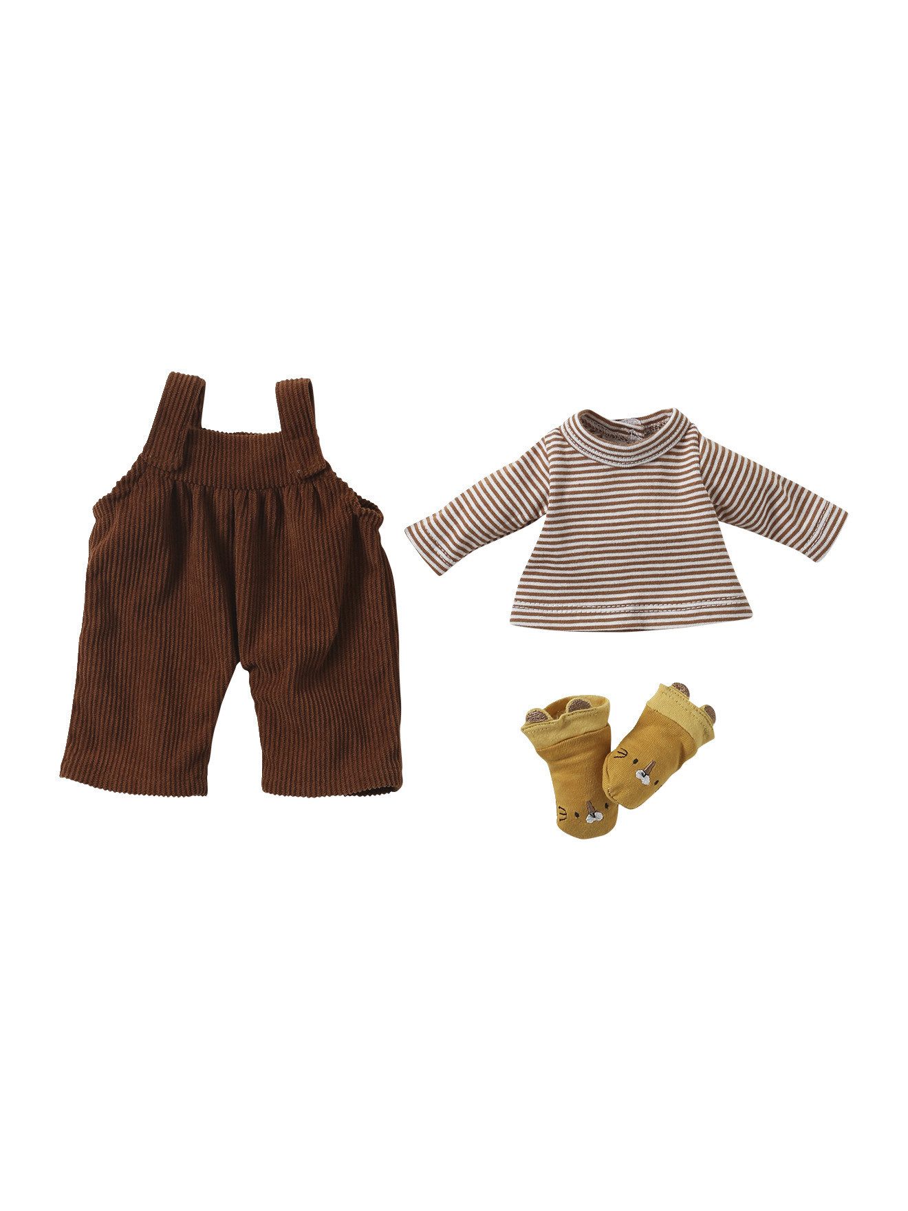 vertbaudet Puppen Accessoires-Set Puppen-Set: Latzhose aus Samt, T-Shirt & Socken
