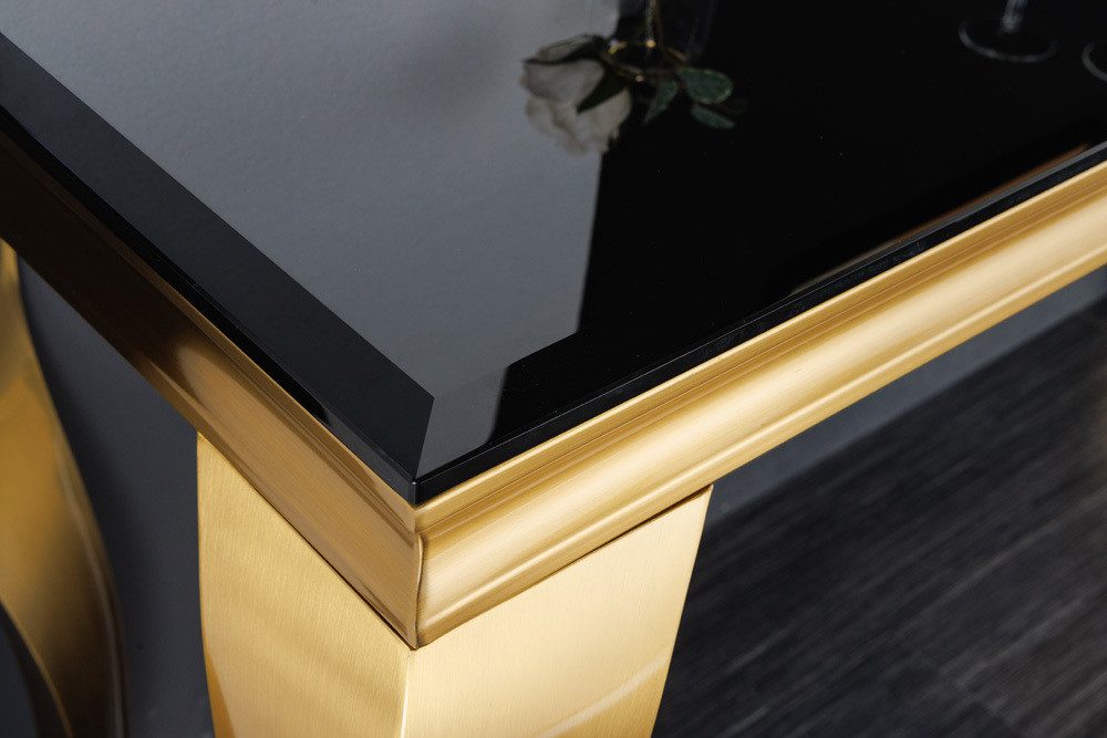 riess-ambiente Konsolentisch MODERN BAROCK 145cm schwarz / gold (Einzelartikel, 1-St), Flur · Opalglas · Edelstahl · eckig – Bild 4 von 5