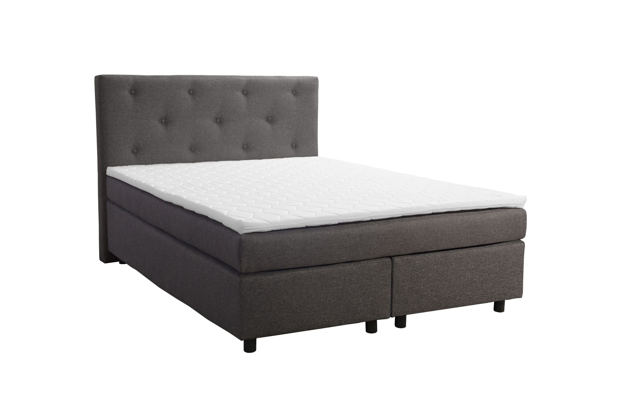 Bett Boxspringbett 2 Bonellfederkern Grau Hotelbett Chester 140x200 Paxos Topper Küchen-Preisbombe