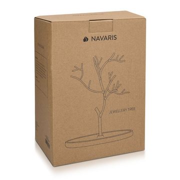 Navaris Aufbewahrungssystem Schmuckständer aus Holz und Metall - Für Ketten, Ohrringe, Ringe, Metall, (1-tlg)