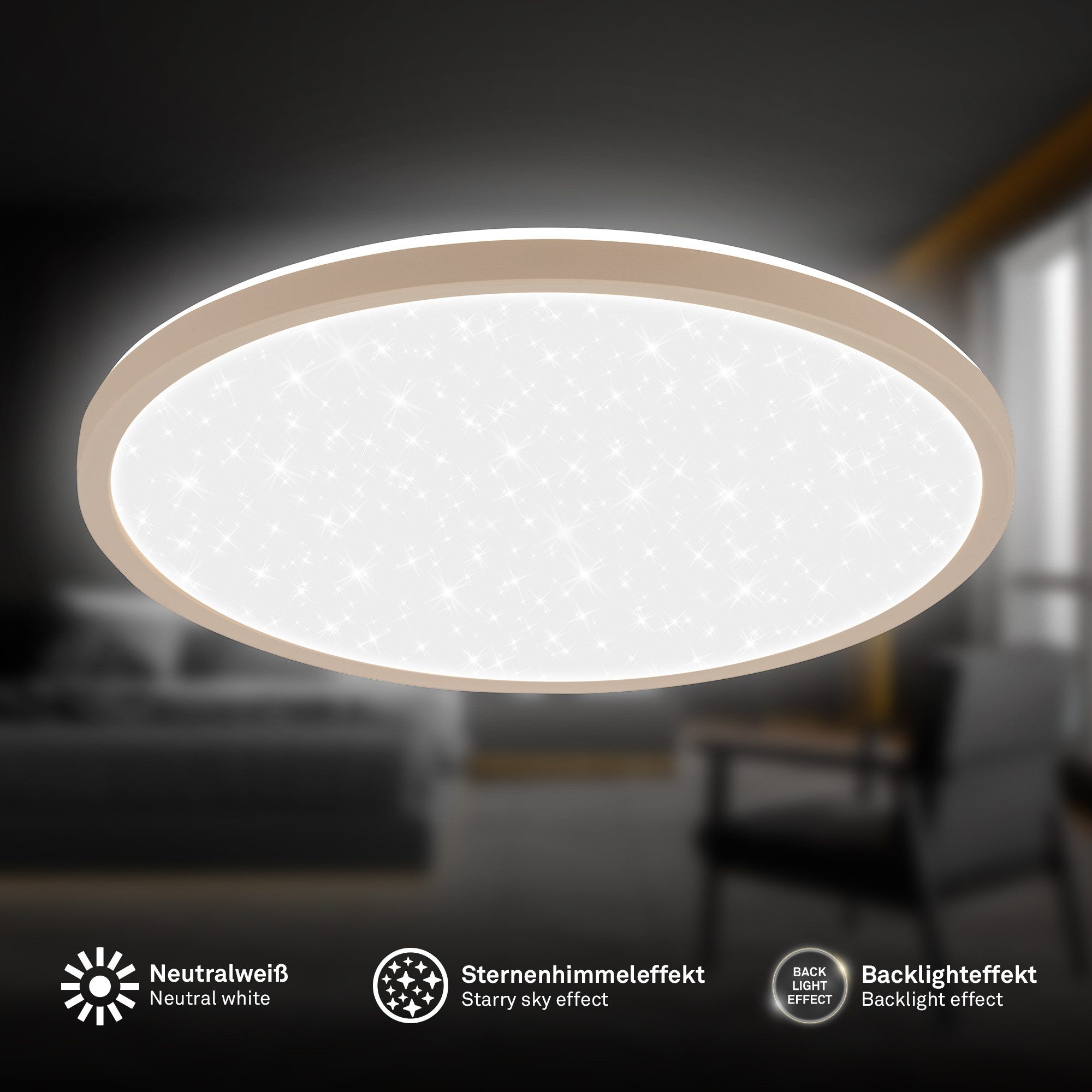 Briloner Leuchten LED Deckenleuchte LED Deckenlampe Sternenhimmel Indirektes Licht CCT/ON-OFF, Standard, LED fest integriert, 4000K, CCT-Lichtfarbe wählbar, 29,3x4 cm, Wohnzimmer, Schlafzimmer, Flur, Büro