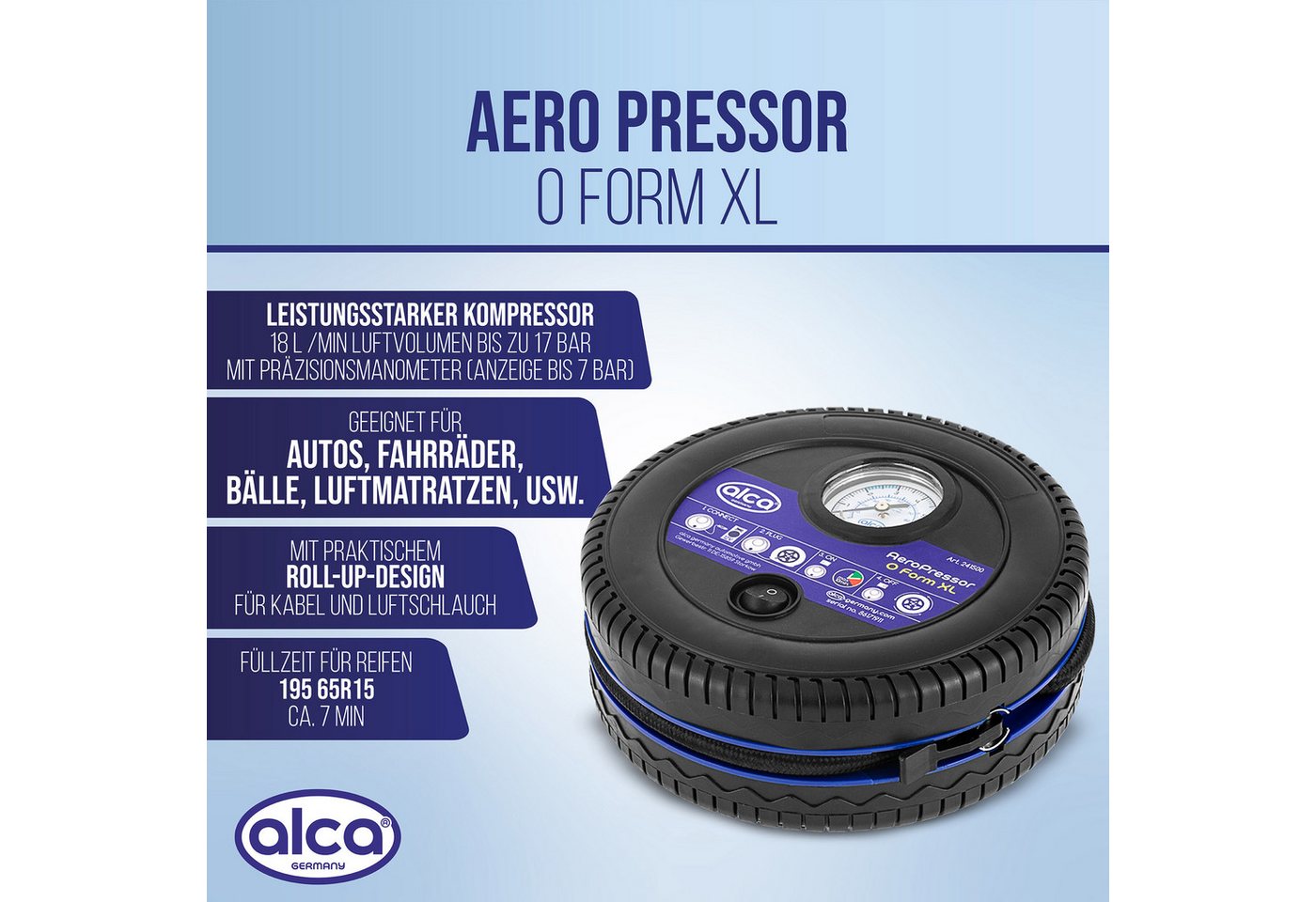 Thumbnail - alca Kompressor Kompressor mini elektr. Auto Luftpumpe 12V Luftkompressor, 90 W, max. 7 bar, Set