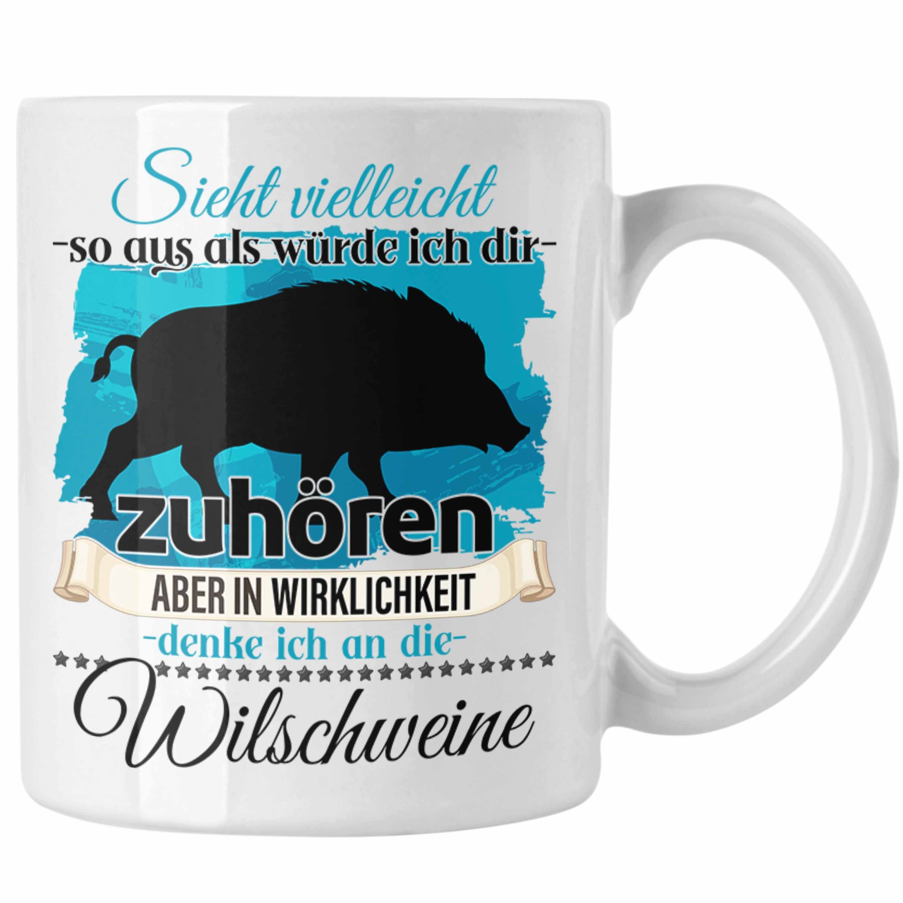 - L Geschenk Trendation Wildschwein Weiss Jäger Tasse Tasse Liebhaber Geschenkidee Trendation