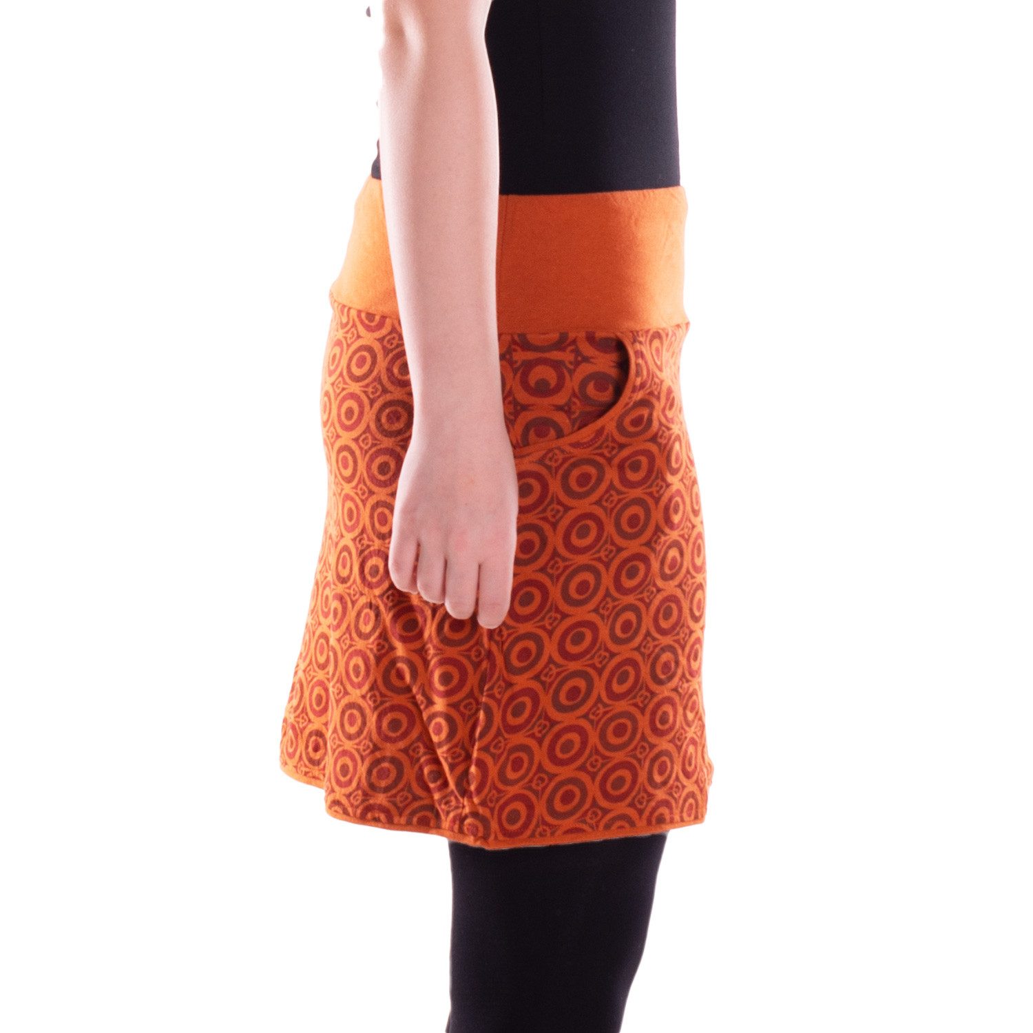 Vishes Minirock Damen Mini-Rock Baumwolle Kreise-Druck elastischer Bund mit Taschen Alternative Bekleidung, Ethno, Hippie, Retro Style