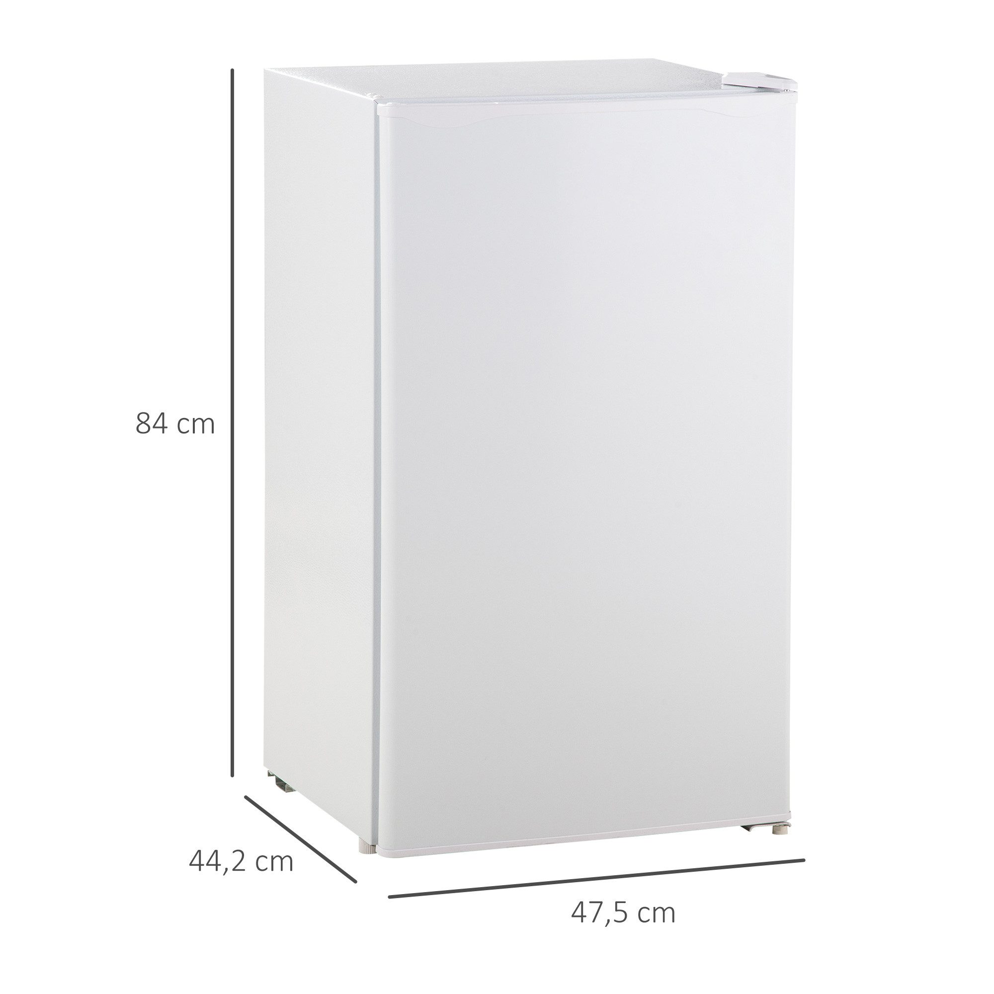 HOMCOM Table Top Kühlschrank HOMCOM 800-129V90WT, 84 cm hoch, 47.5 cm breit, für Camping, Büro, Schlafzimmer, Weiß