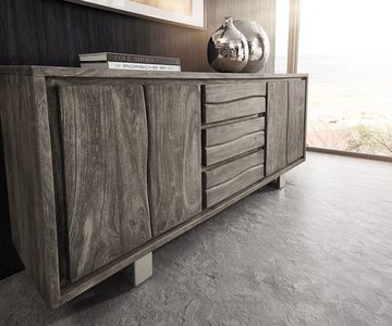 DELIFE Sideboard Live-Edge, Akazie Platin 172 cm 4 Türen 3 Schübe Baumkante Sideboard