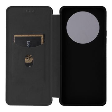 Wigento Smartphone-Hülle Für Xiaomi Redmi A3 Kunstleder Book Wallet Schutz Tasche Carbon Textur