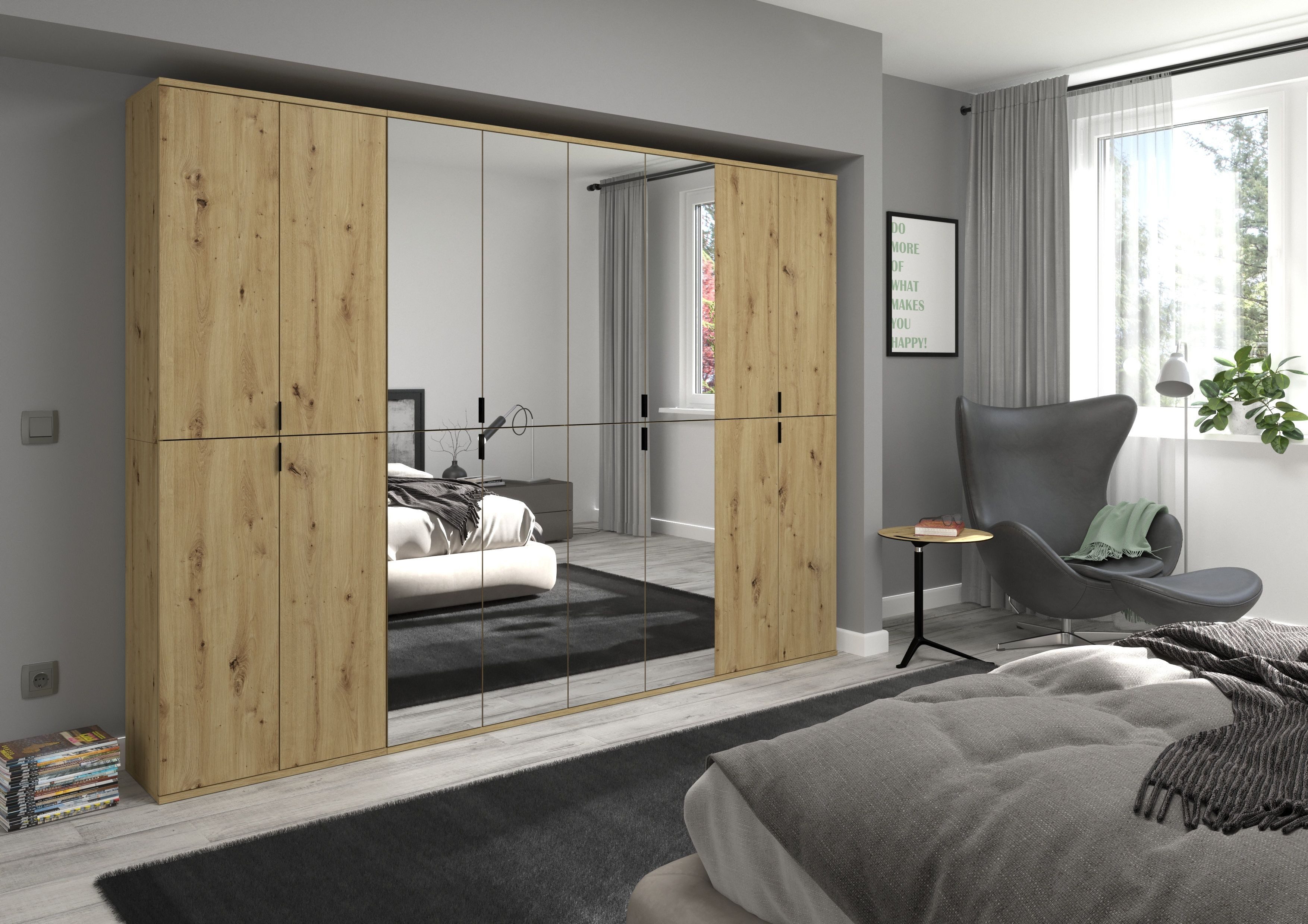 Home affaire Garderoben-Set Trondheim, Breite 244 cm, best. aus 4 Schränken, 16 Türen, 36 Fächer, (Set, 4-St), inkl. ausziehbarer Kleiderstange, Garderobenschrank, Kleiderschrank