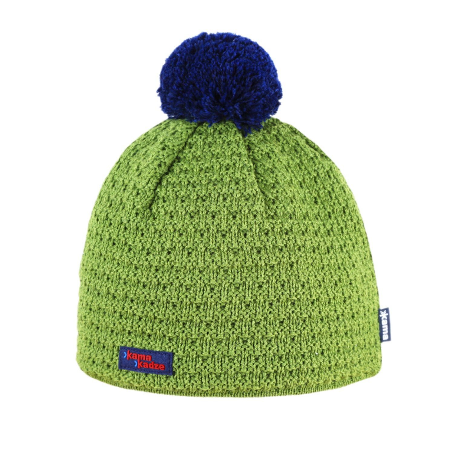 Strickmütze (Bommel) K36 Merino Kamakadze - grün/blau - 1 Stück
