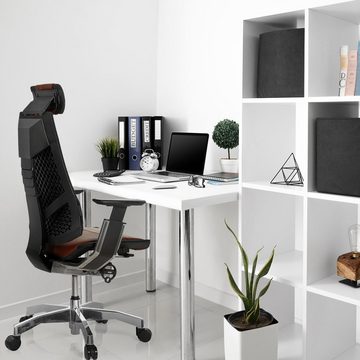 hjh OFFICE Drehstuhl High End Bürostuhl GENIDIA PRO Leder mit Armlehnen (1 St), Schreibtischstuhl ergonomisch