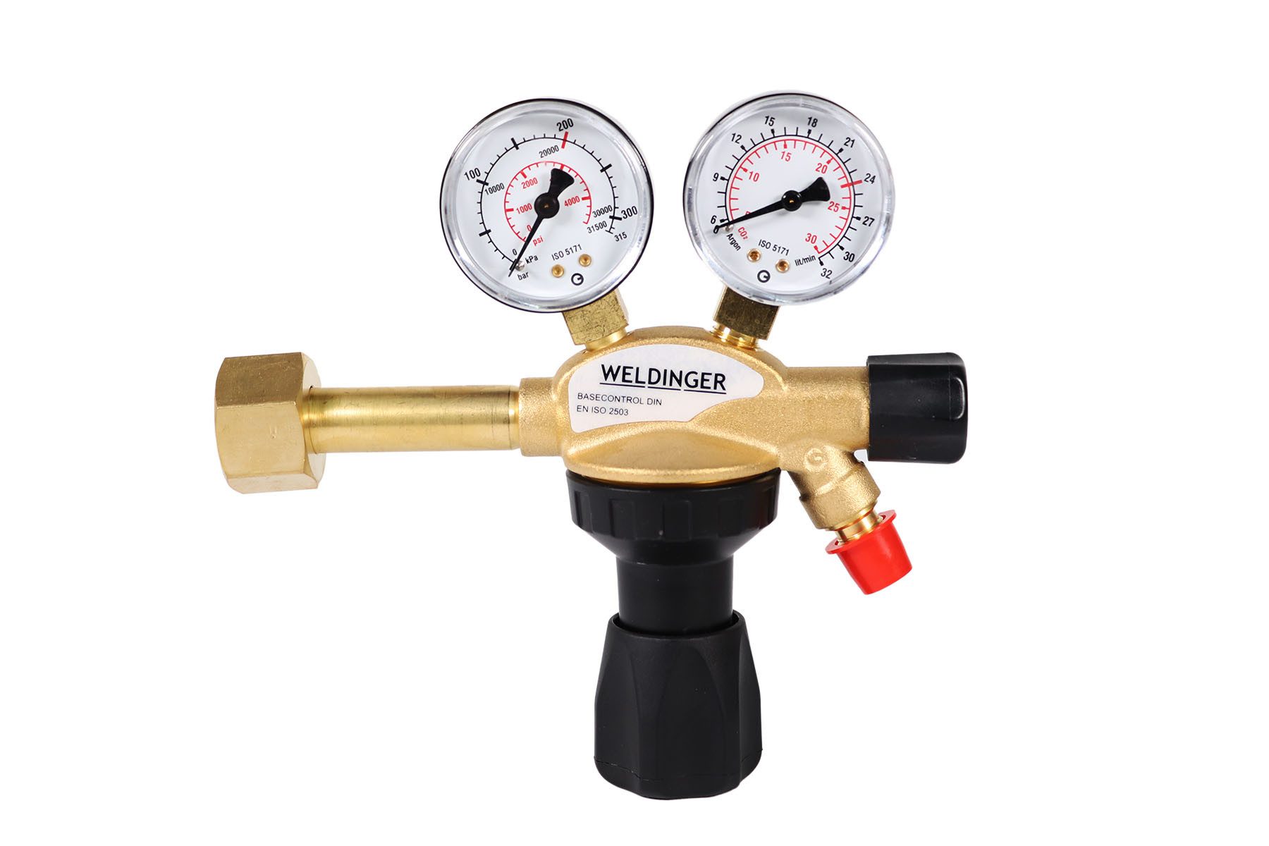 WELDINGER Druckminderer PRO Druckminderer Messing für Schutzgas Argon-/ CO2-Mehrwegflaschen