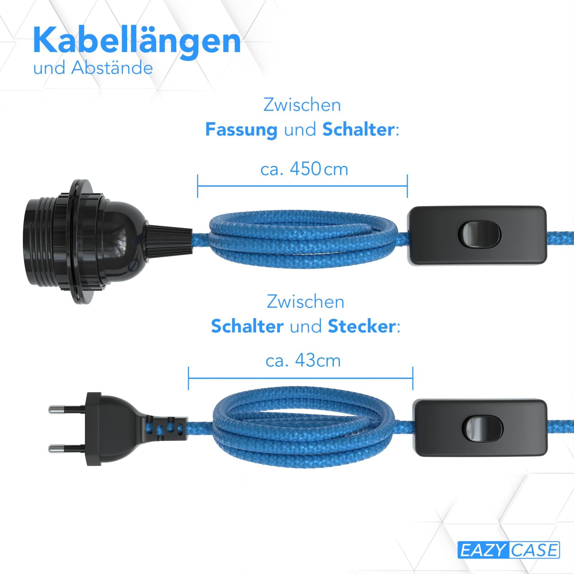 EAZY CASE E27 Lampenkabel E27 Schalter Lampenaufhängung Kabel 5m DIY für Pendelleuchten & Lampensockel Lampen, Fassung 5m Blau Lampenfassung